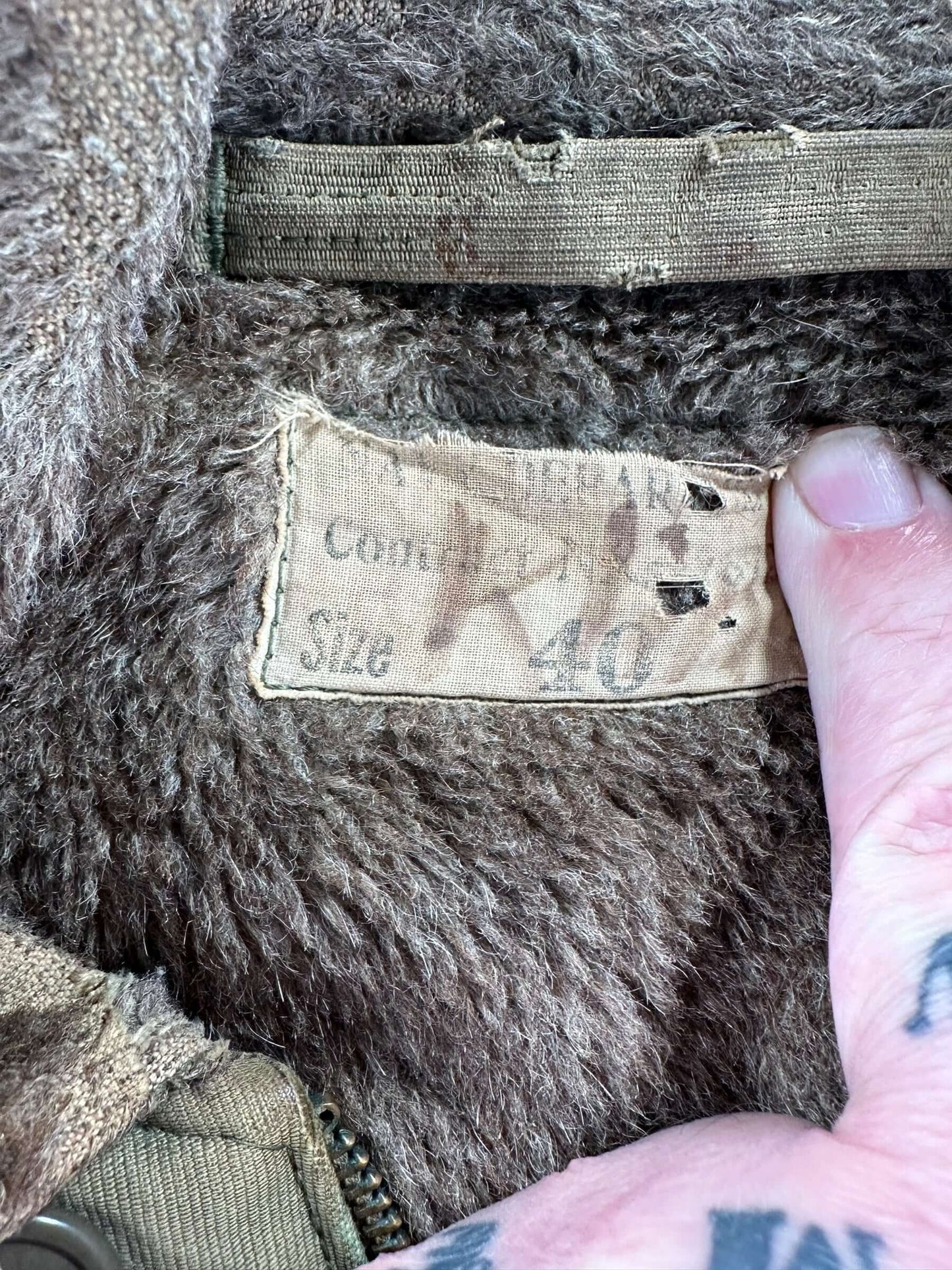 Tag View of Vintage USN 44 N-1 Deck Jacket SZ 40