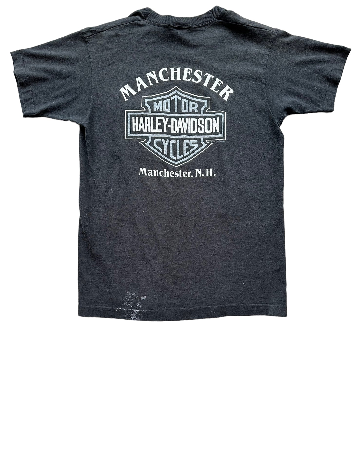 Back of Vintage Harley Davidson Get a Grip Pocket Tee SZ M | Vintage Harley Tee | Barn Owl Vintage Seattle