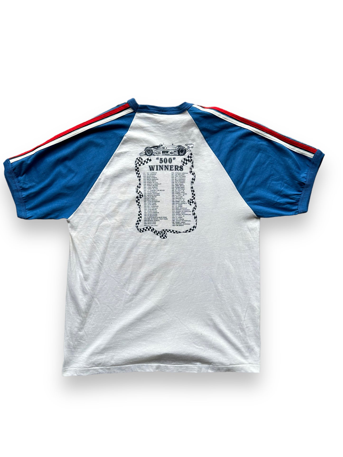 Back of Vintage 1983 Indianapolis 500 Raglan Tee SZ M | Vintage Auto Tee Seattle | Barn Owl Vintage