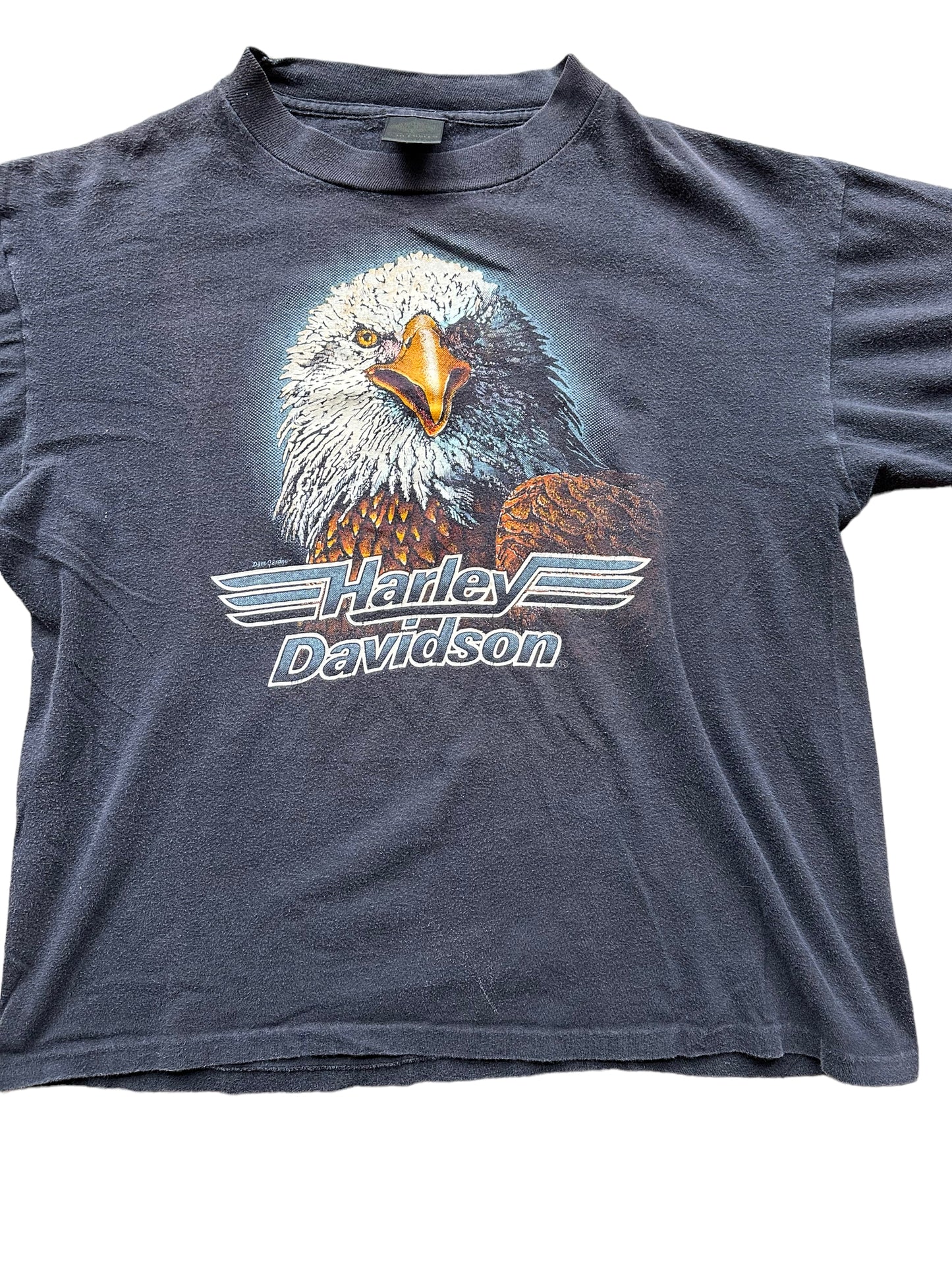 Front graphic of Vintage 1980's Oklahoma City Harley Davidson Boxy Tee SZ L | Vintage Harley Tee | Barn Owl Vintage Seattle