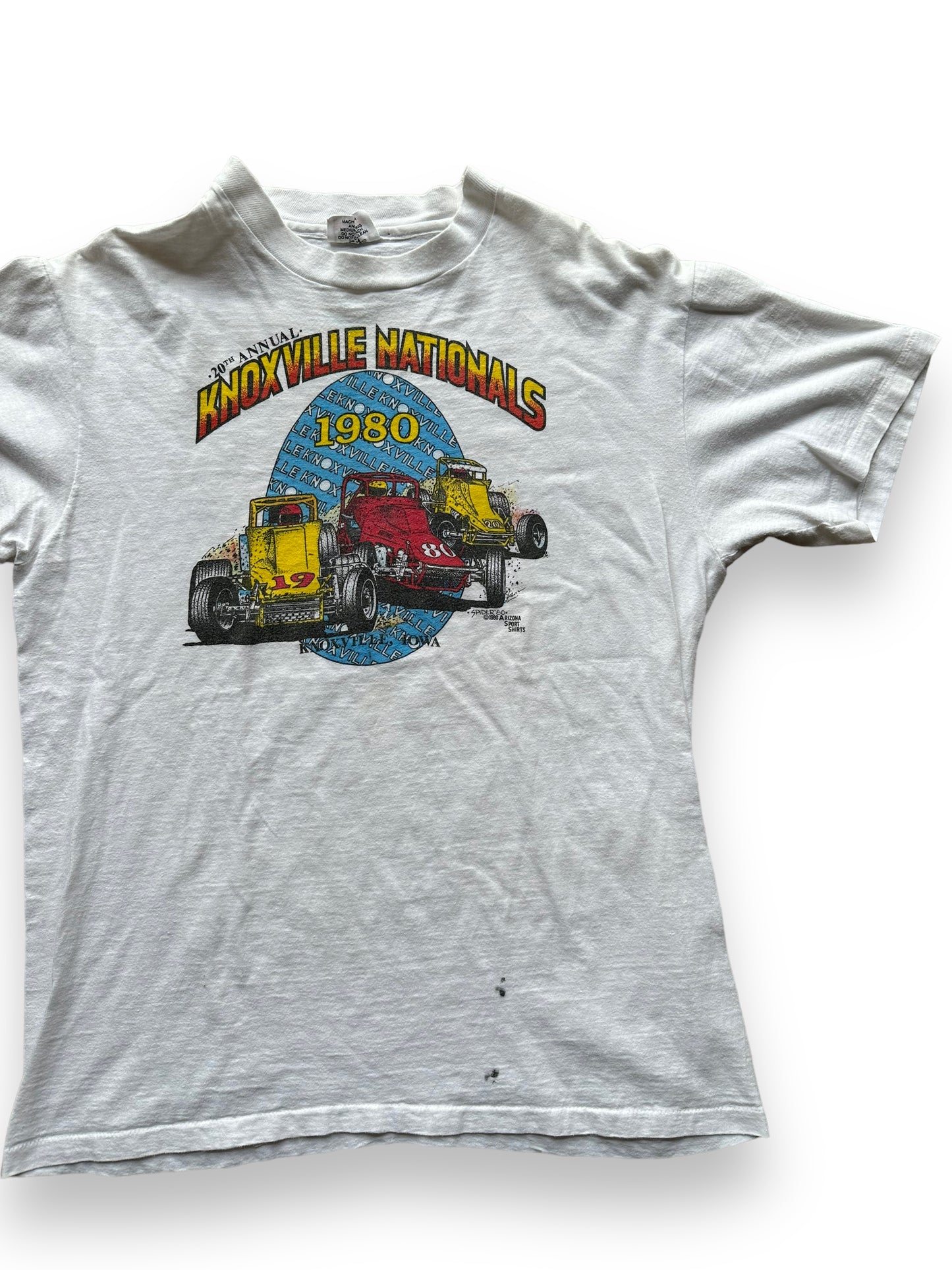 Front left of Vintage 1980 Knoxville Nationals Tee SZ L | Vintage Auto Tee Seattle | Barn Owl Vintage