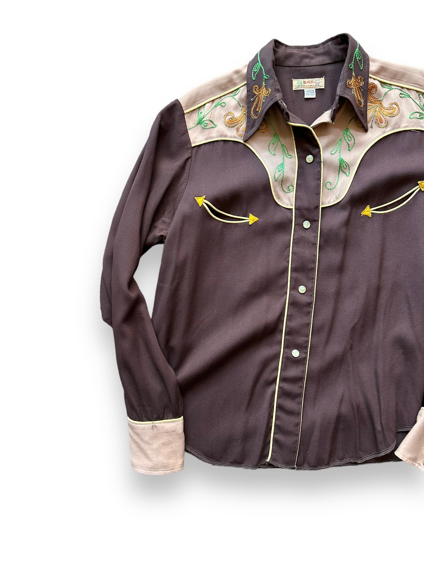 Front right of Vintage H-Bar-C Ladies Two Piece Western Set | Vintage Chainstitch Gabardine Seattle | Barn Owl Vintage Seattle
