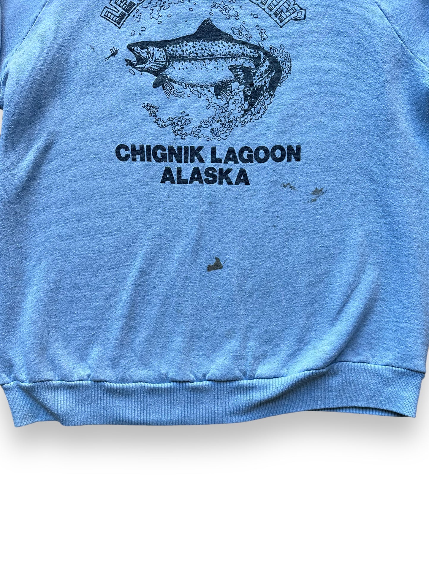 Bottom of Vintage "Let's Go Fishing" Chignik Lagoon Alaska Crewneck SZ XL | Vintage Fishing Sweatshirt Seattle | Barn Owl Vintage