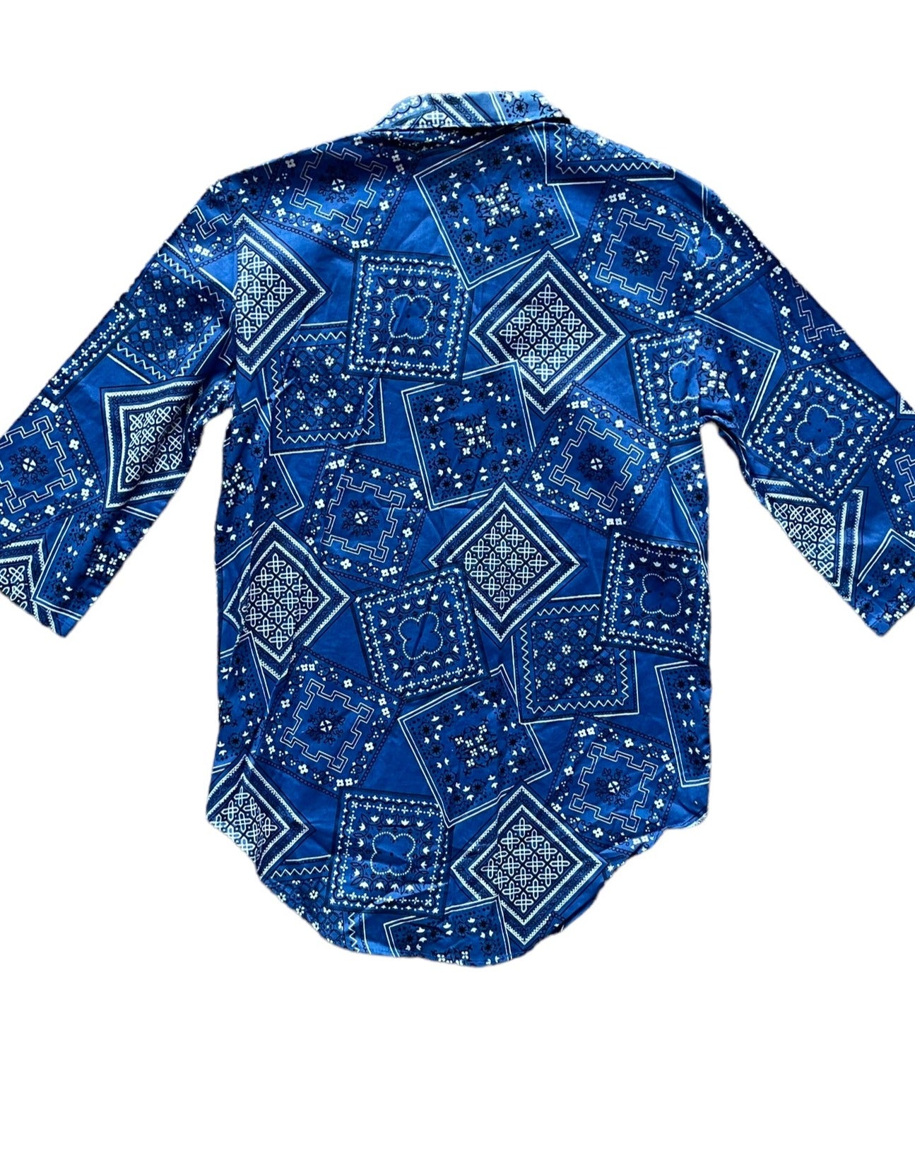 Full back view of Vintage Deadstock 1960s Bandana Print Button Up | Seattle Ladies Vintage | Barn Owl True Vintage