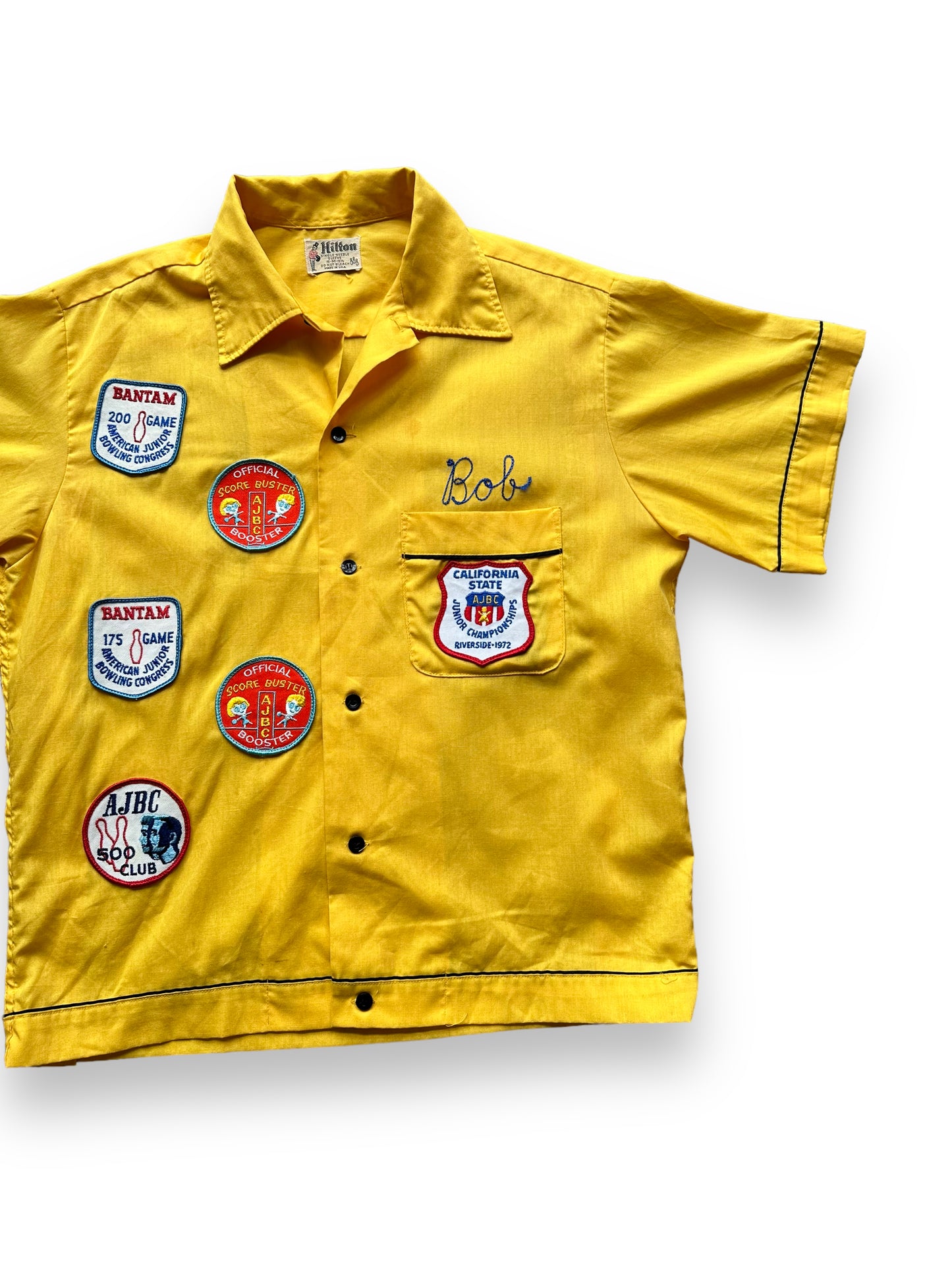 Front left of Vintage March AFB w/ Patches Bowling Shirt SZ M | Vintage Bowling Shirt Seattle | Barn Owl Vintage Seattle