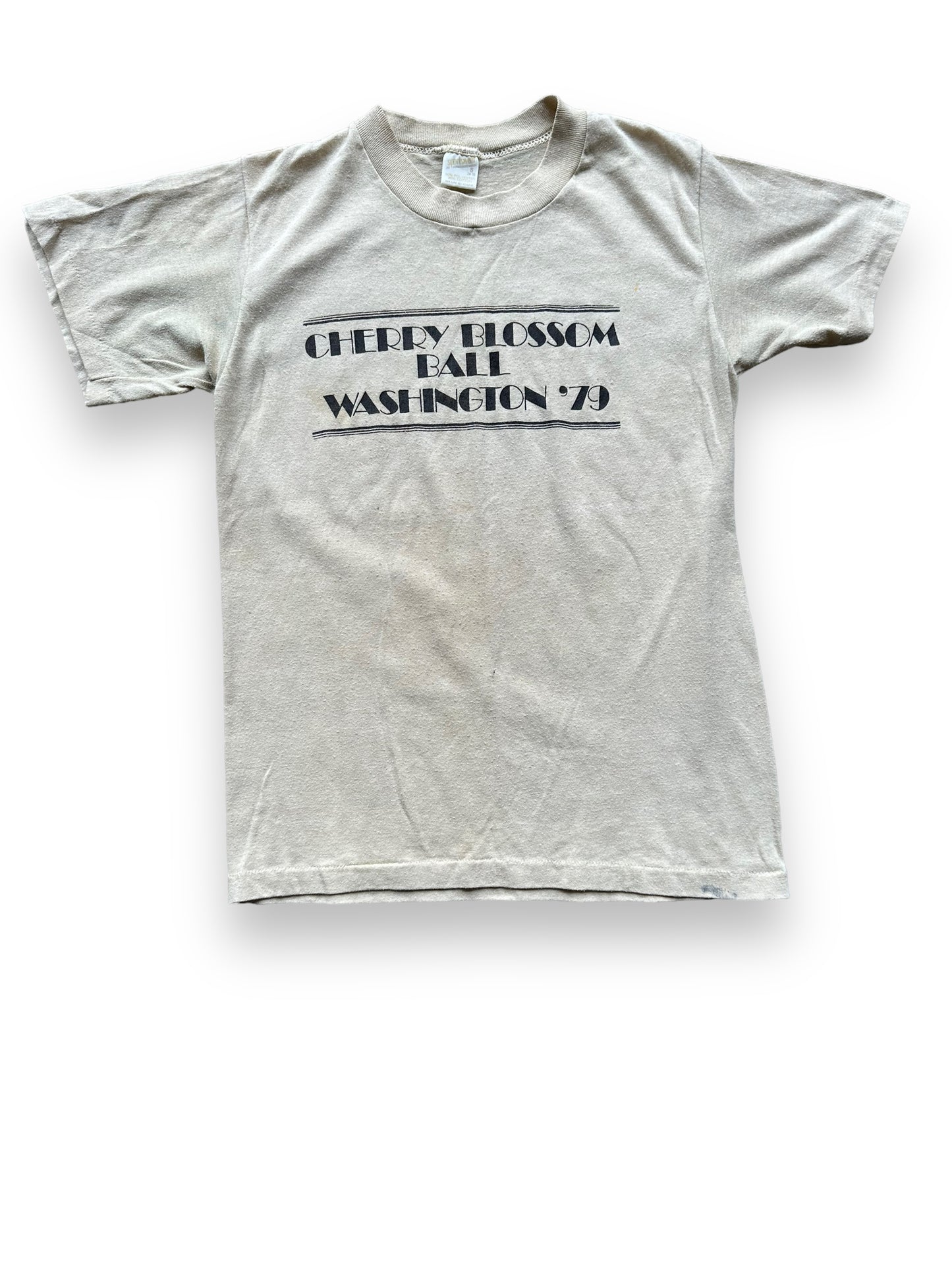 Front View of Vintage Washington Cherry Blossom Ball 1979 Tee SZ S | Vintage Single Stitch T-Shirts Seattle | Barn Owl Vintage Tees Seattle