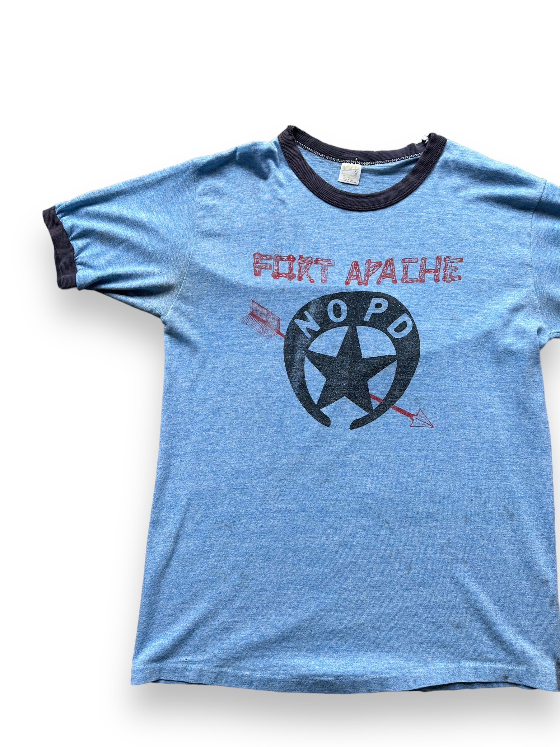 Front right of Vintage Fort Apache Ringer Tee SZ XL |  Vintage Ringer Tee Seattle | Barn Owl Vintage