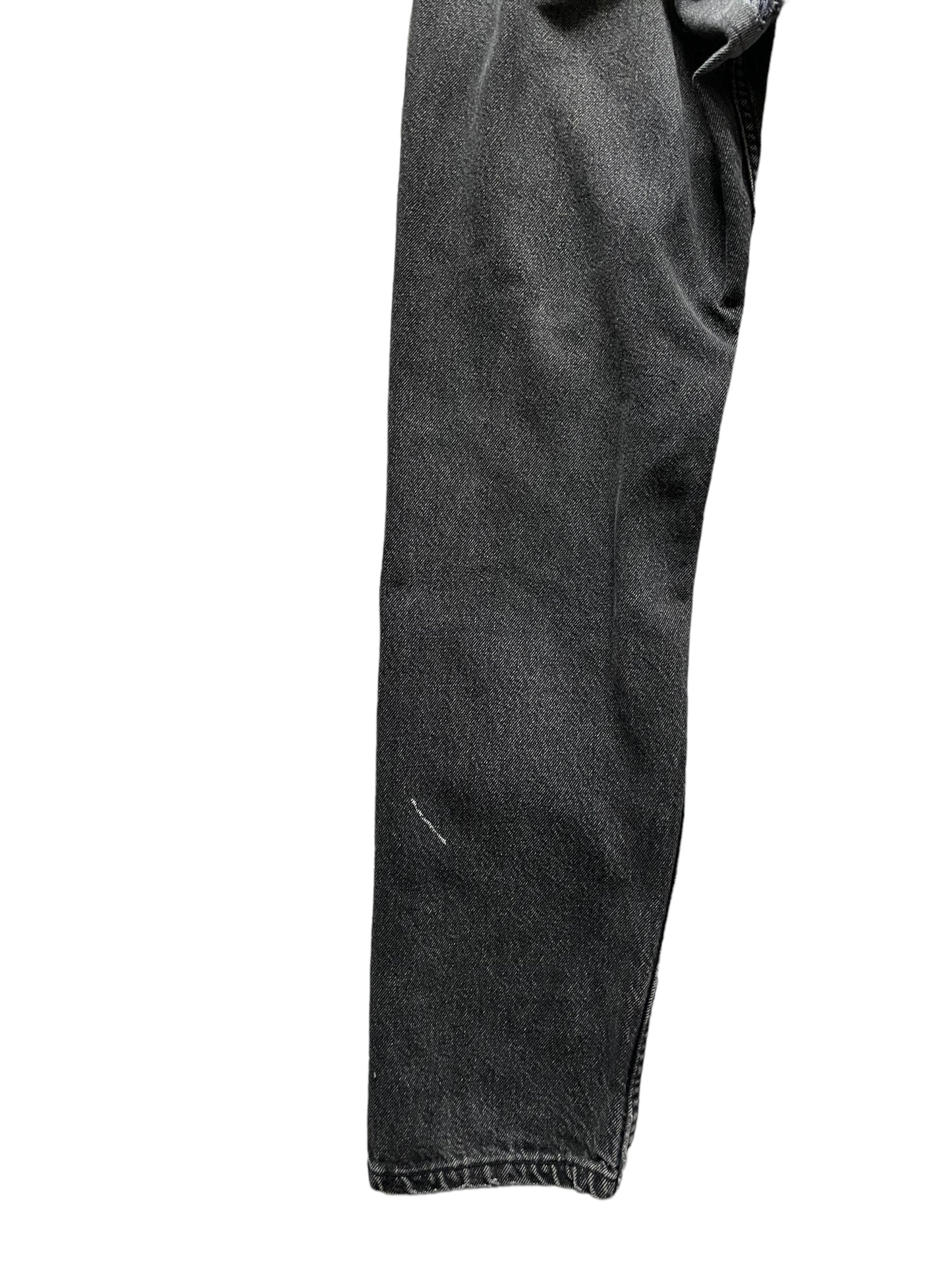 Back leg view of Vintage USA Mended Black Levi's 550s 33x34