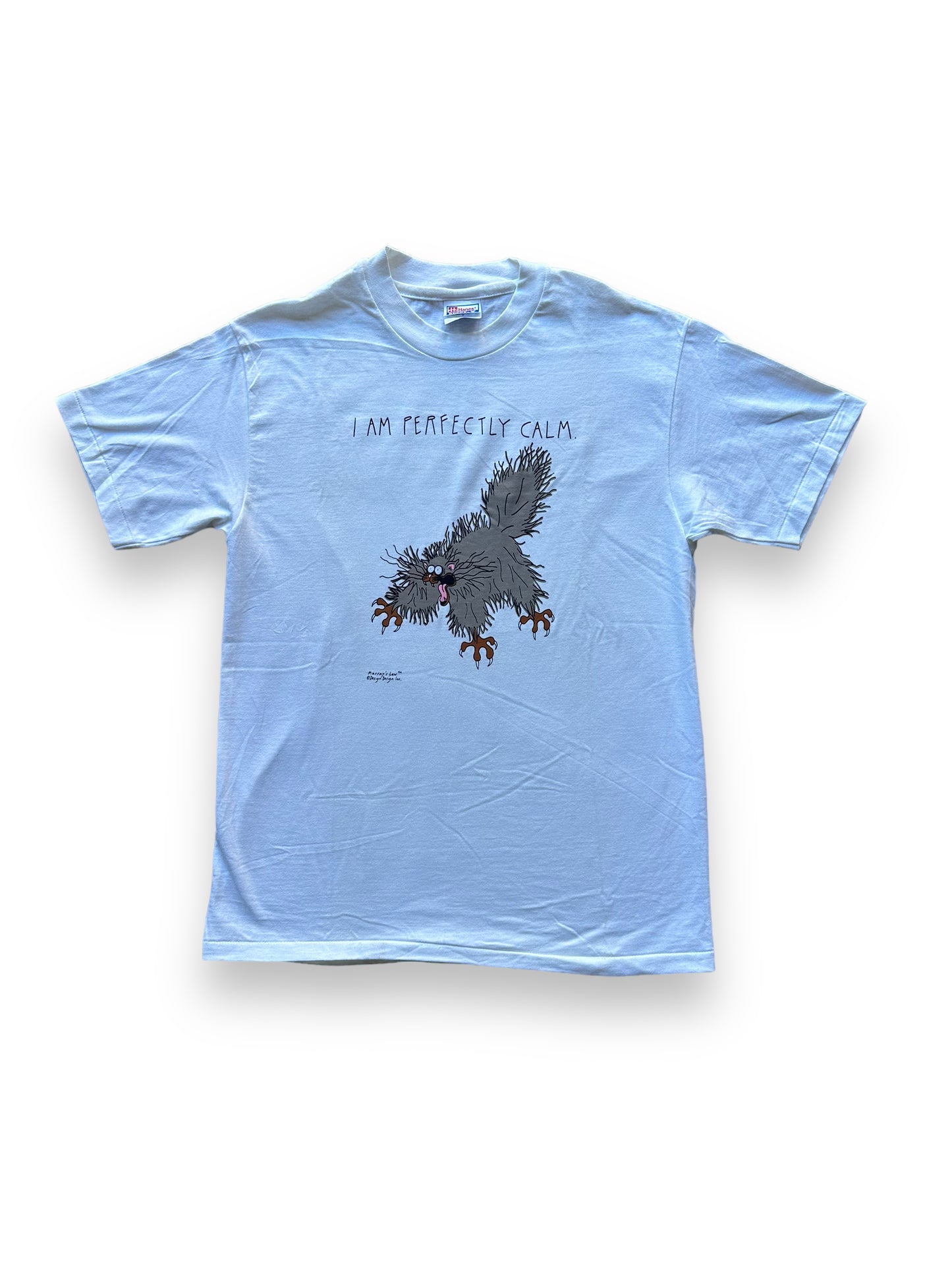 front of Vintage "I am Perfectly Calm" Cat Tee SZ M | Vintage Cat Tee Seattle | Barn Owl Vintage