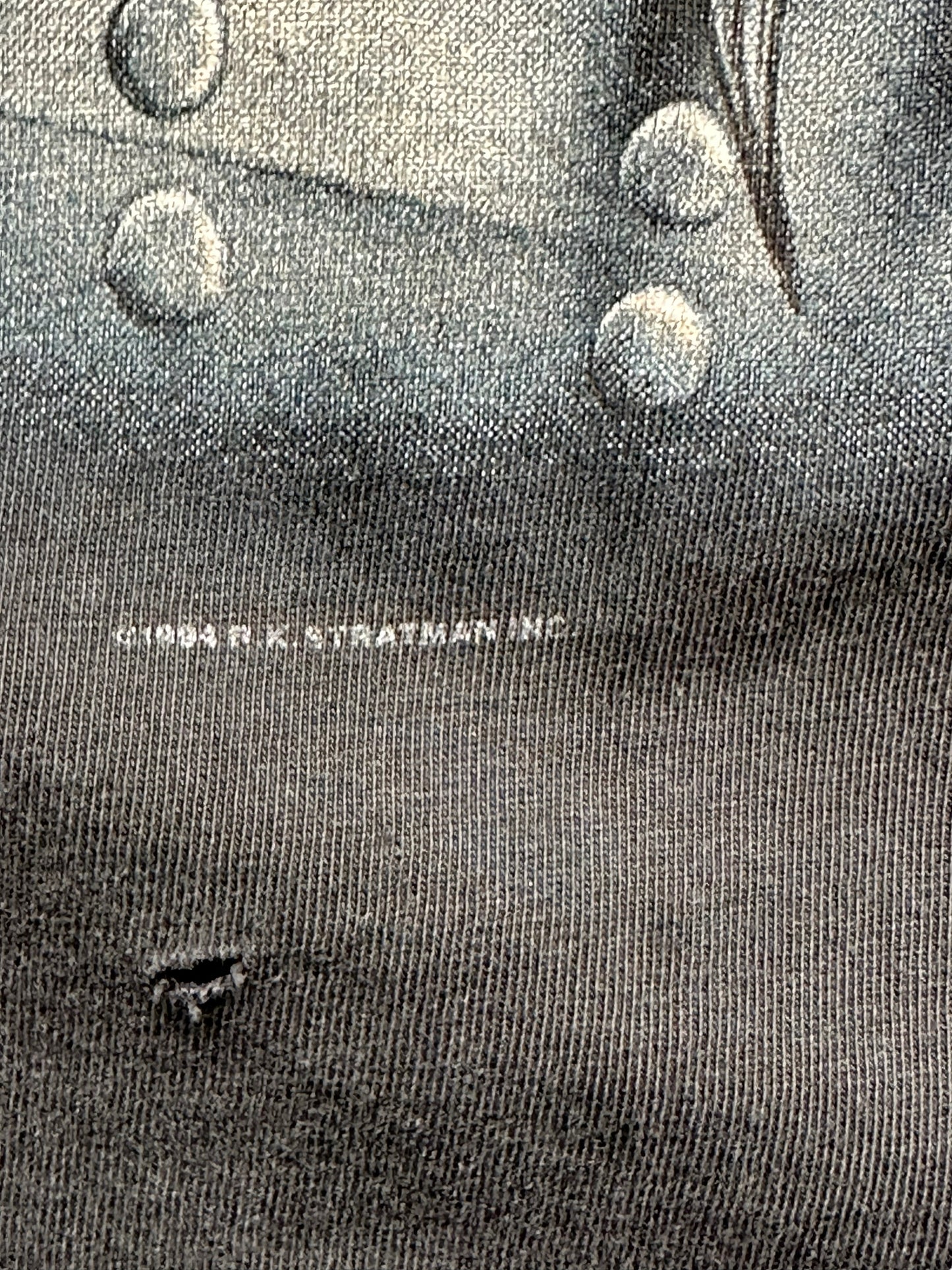 Damage close up of Vintage 1994 Harley Davidson Darlington Tee SZ M | Vintage Harley Tee | Barn Owl Vintage Seattle