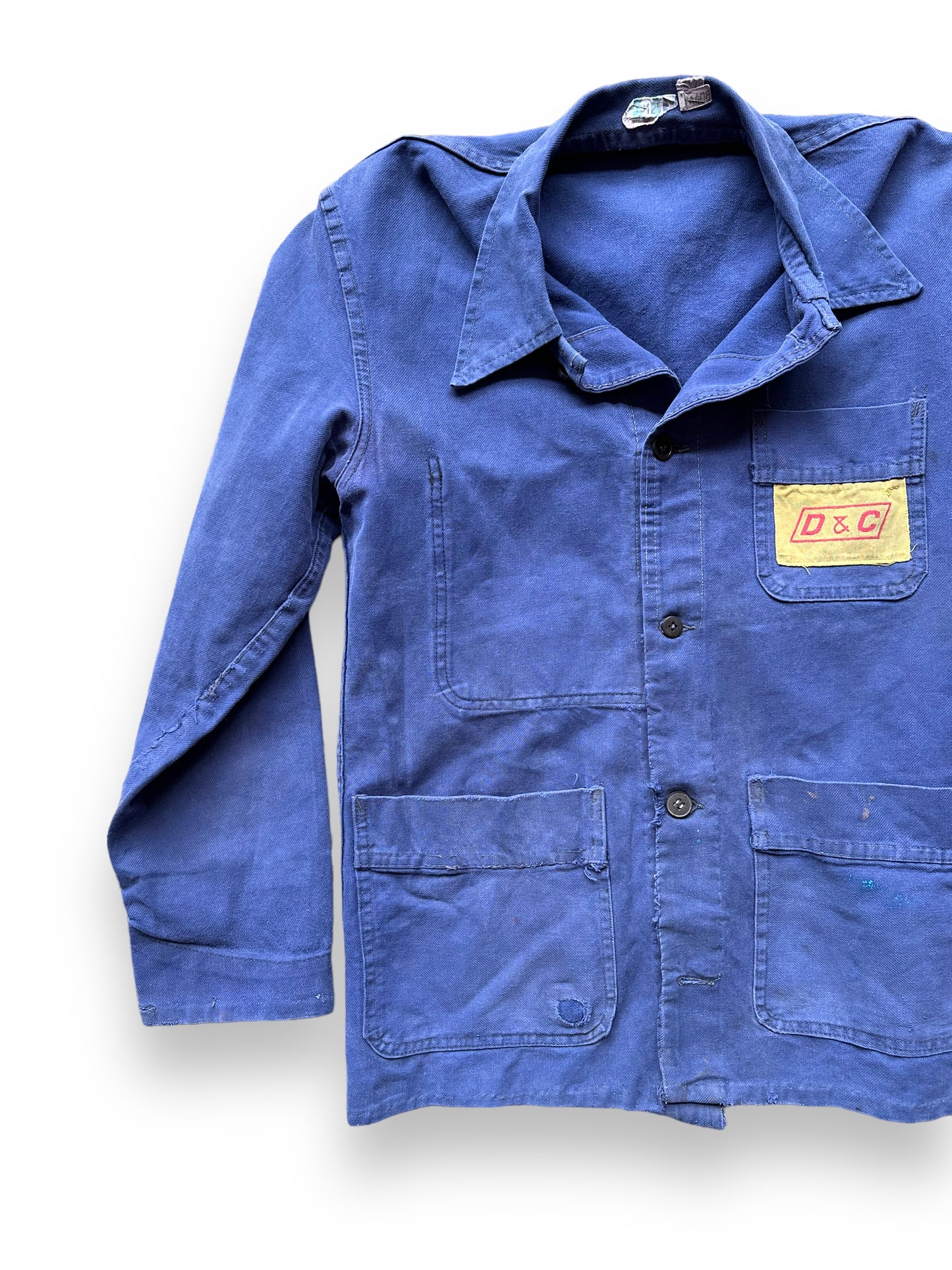 Front Right View of Vintage Moleskin French Workwear Jacket SZ M | Vintage European Workwear Seattle | Barn Owl Vintage Goods Seattle