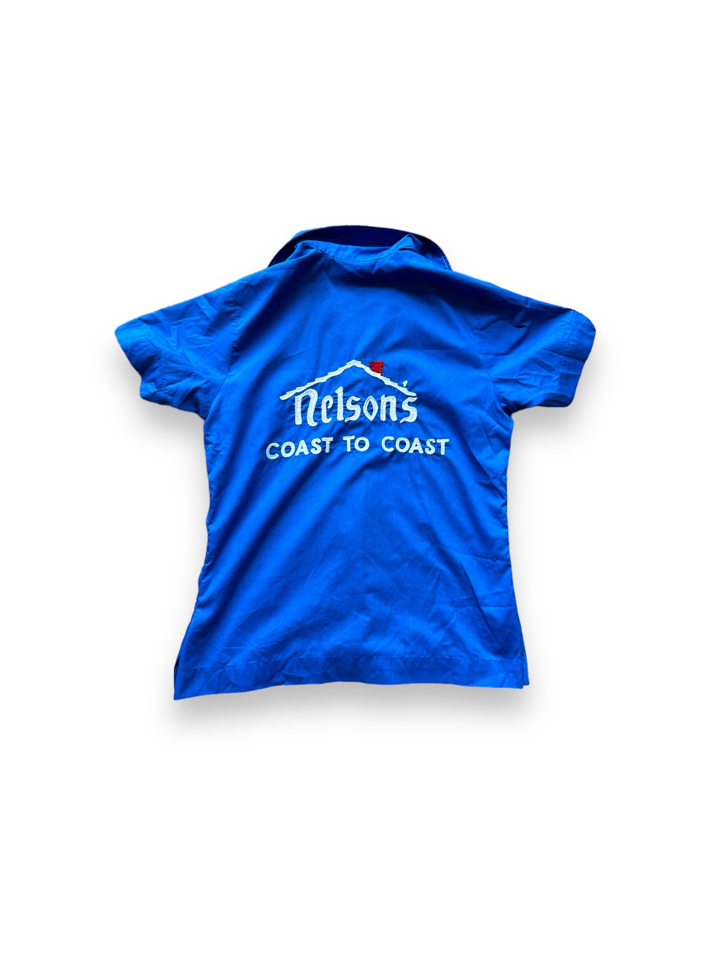 Back of Vintage "Nelson's Coast to Coast" Chainstitched Bowling Shirt SZ S | Vintage Bowling Shirt Seattle | Barn Owl Vintage Seattle