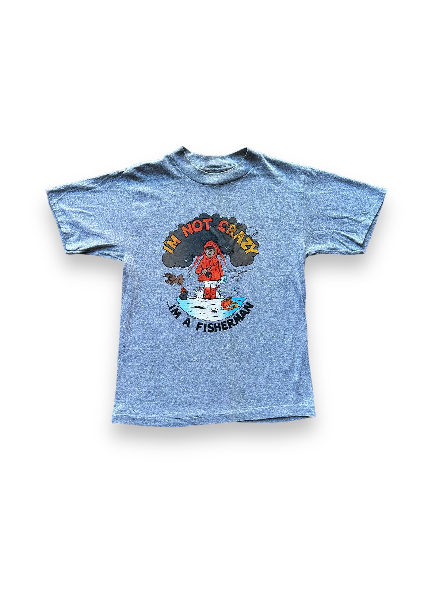 Front of Vintage "I'm Not Crazy I'm A Fisherman" Tee SZ S | Vintage Fishing Tee Seattle | Barn Owl Vintage