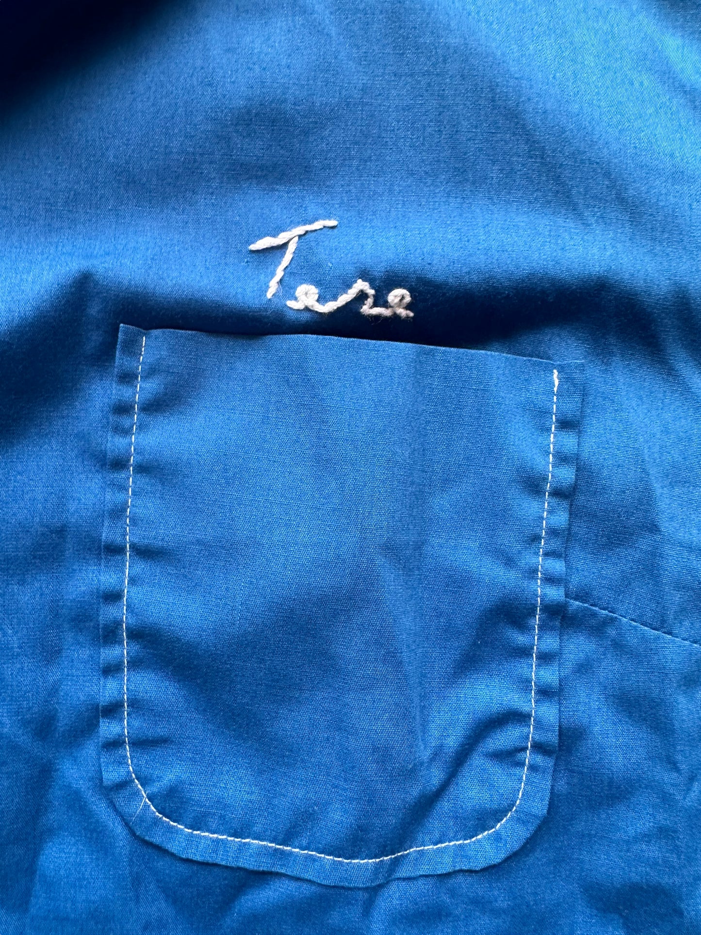 Pocket + name embroidery on Vintage "Nelson's Coast to Coast" Chainstitched Bowling Shirt SZ S | Vintage Bowling Shirt Seattle | Barn Owl Vintage Seattle