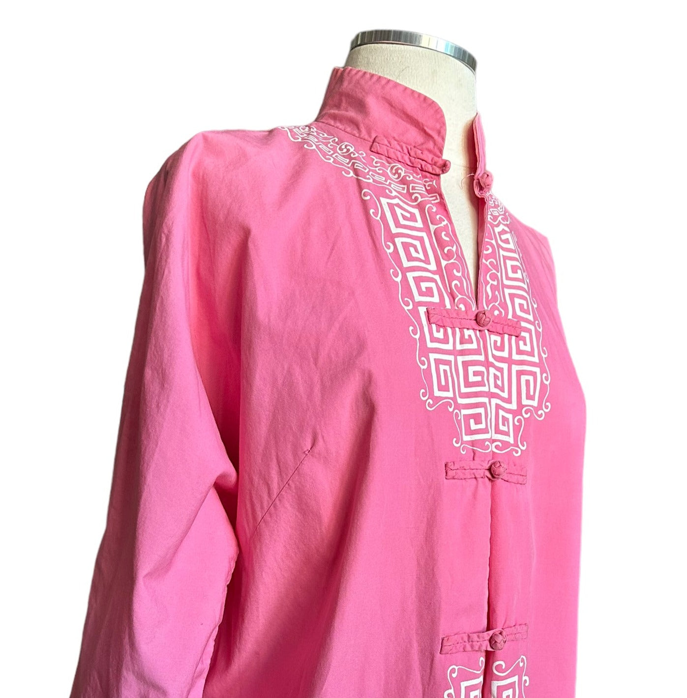Right side front view of Vintage 1960s Madame Butterfly Top With Madarin Collar | Seatttle Vintage Ladies Wear | Barn Owl Vintage