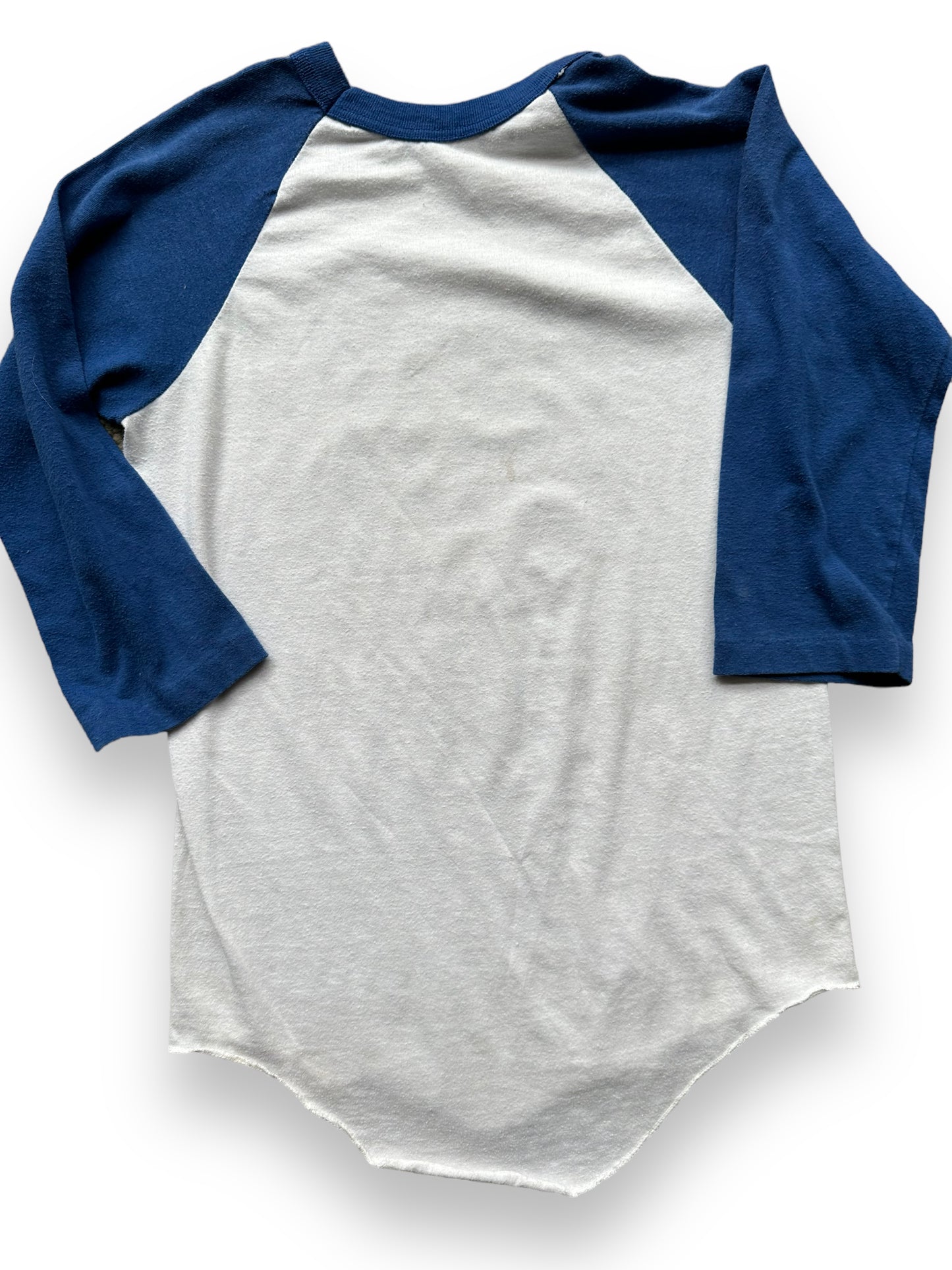 Back close up of Vintage Happy Horse Hotel Prudhoe Bay Alaska Raglan Tee SZ S | Vintage Alaska T-Shirts Seattle | Barn Owl Vintage Tees Seattle