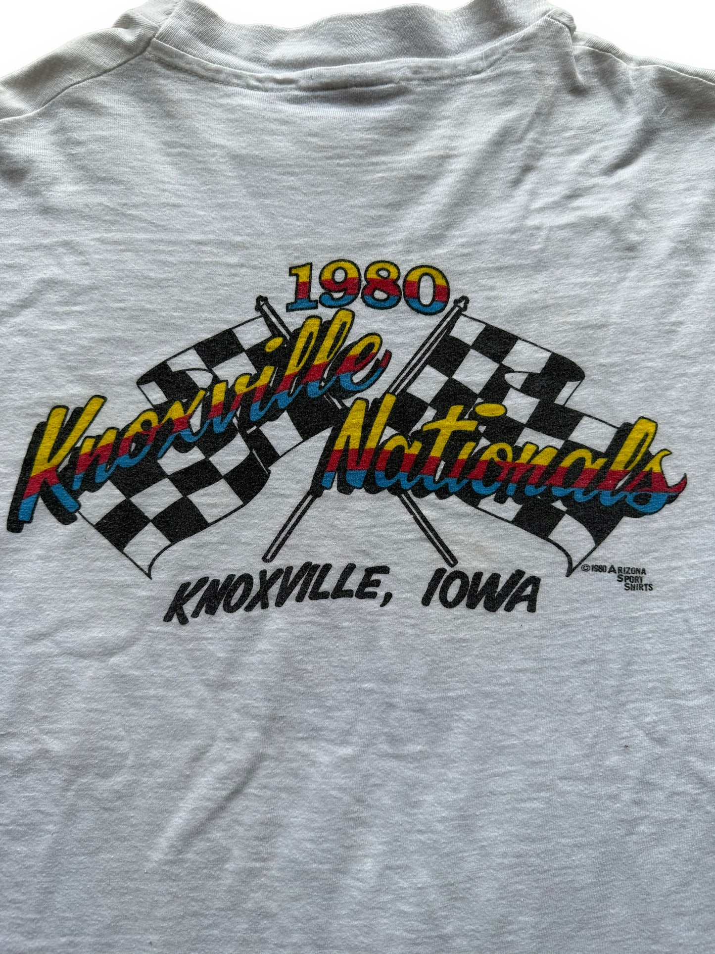 Back graphic of Vintage 1980 Knoxville Nationals Tee SZ L | Vintage Auto Tee Seattle | Barn Owl Vintage
