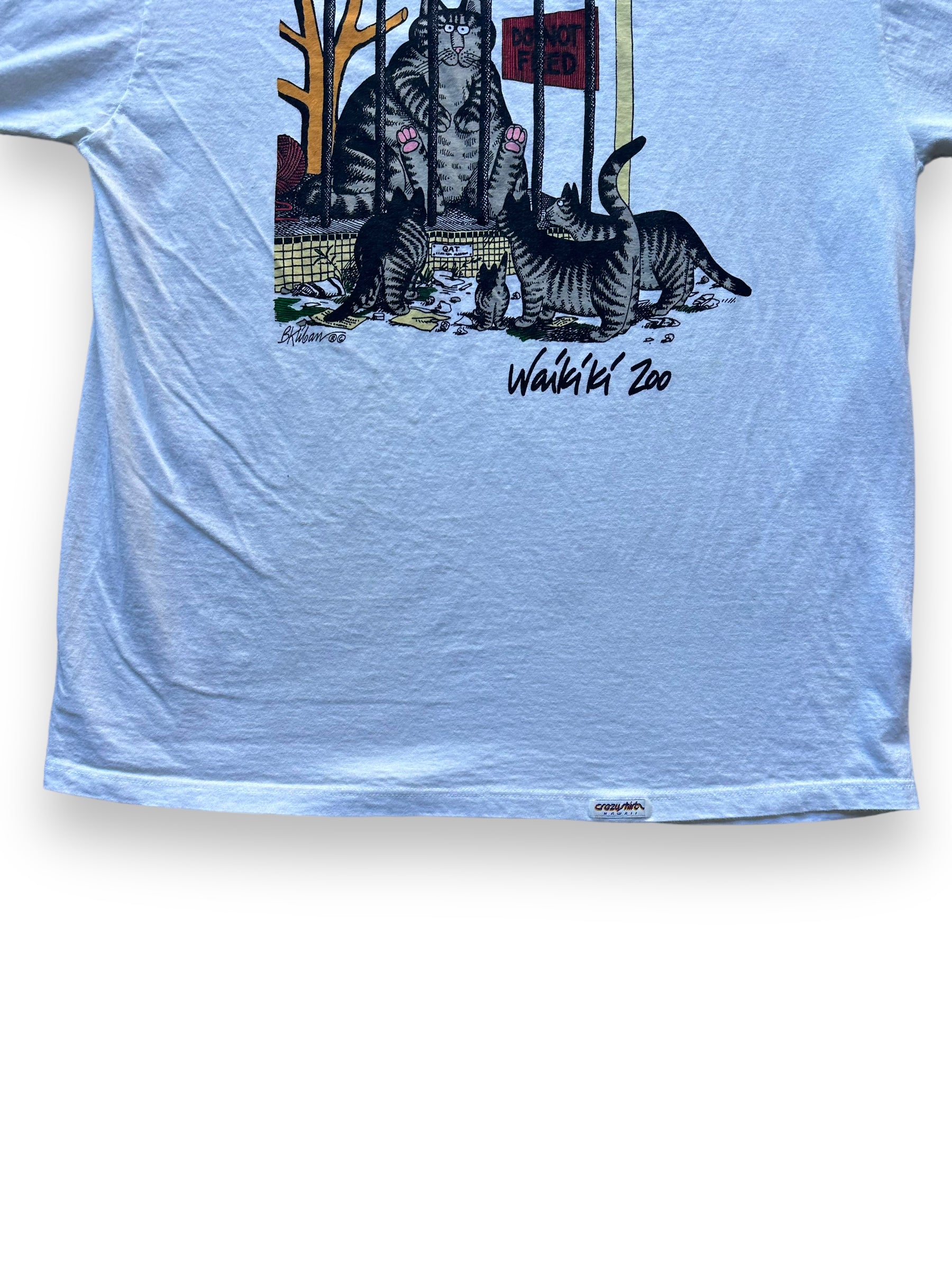 Bottom of Vintage B. Kliban Waikiki Zoo Tee SZ XL |  Vintage Cat Tee Seattle | Barn Owl Vintage
