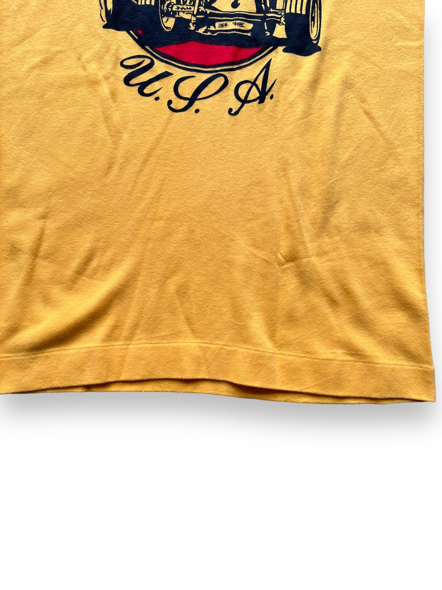 Bottom of Vintage Dave Pugsley Jr Racer Tee SZ M |  Vintage Auto Tee Seattle | Barn Owl Vintage