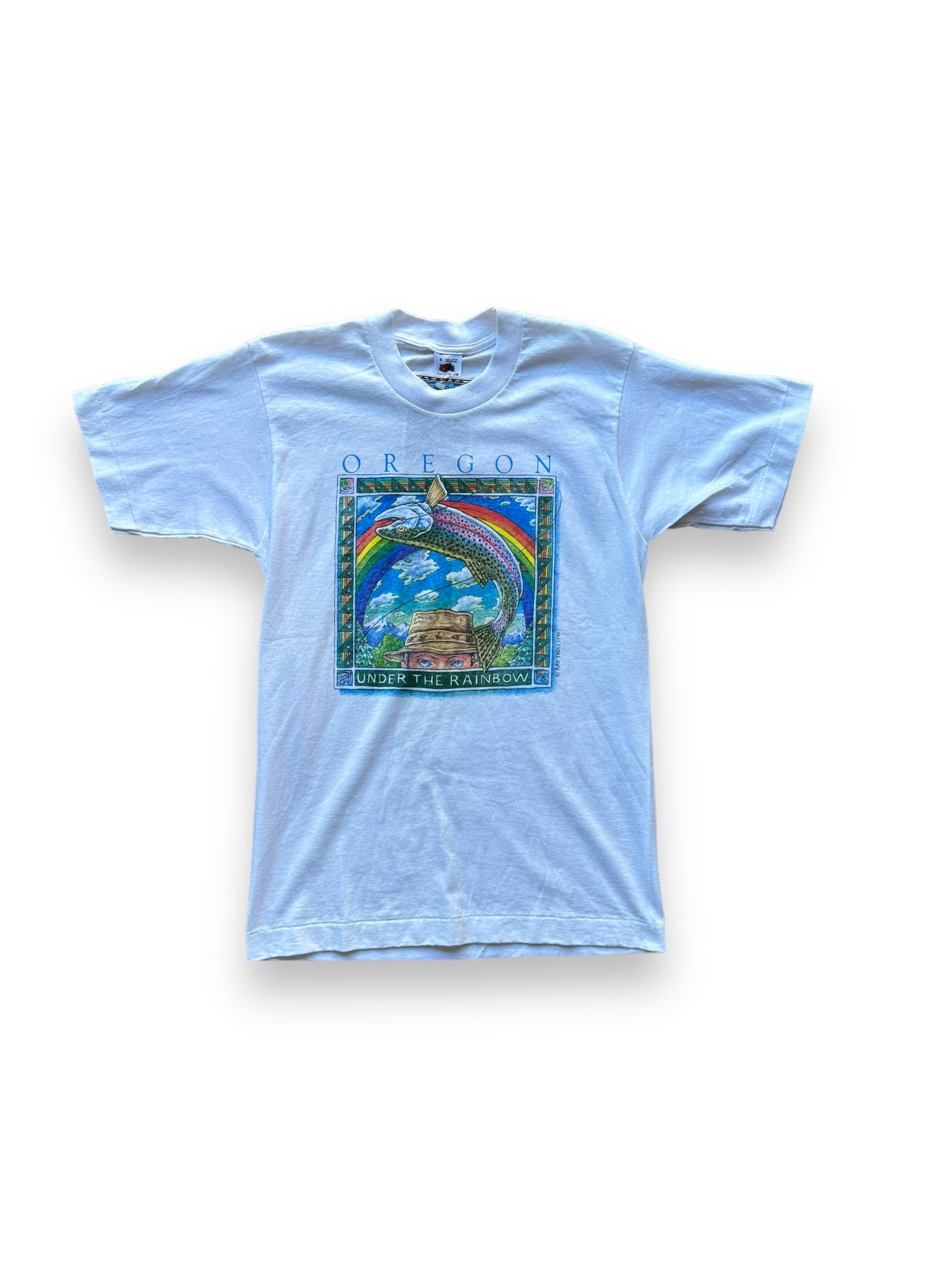 Front of Vintage Ray Troll Deadstock Oregon "Under the Rainbow" Tee SZ S | Vintage Fishing Tee Seattle | Barn Owl Vintage