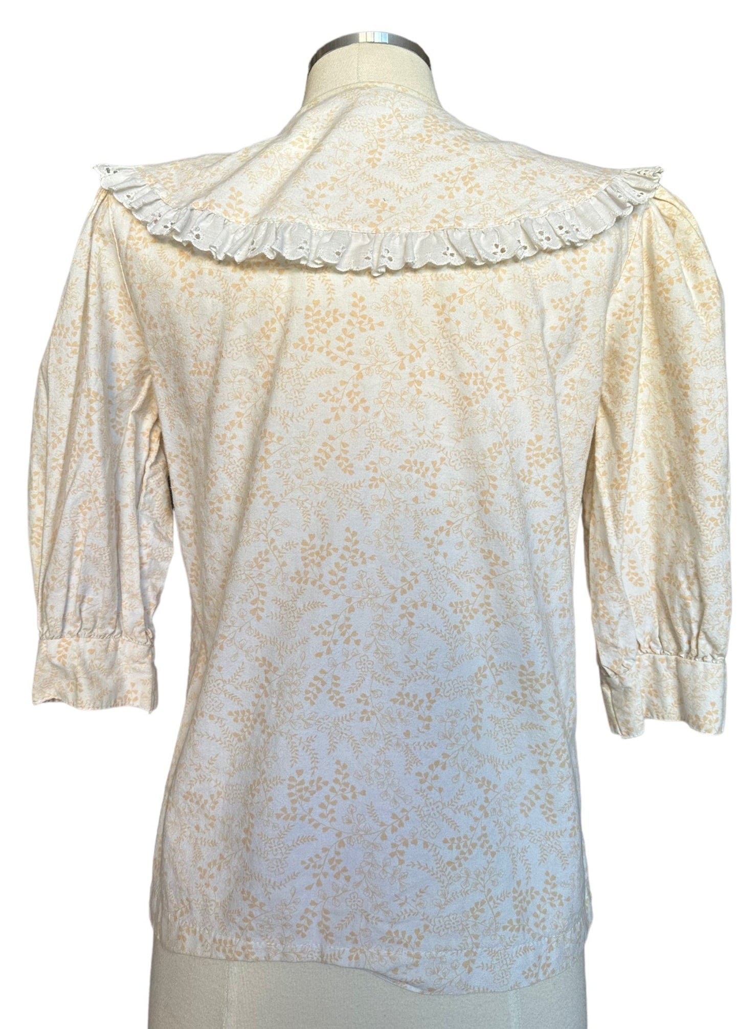 Full back view of Vintage 1980s En Chanté Ruffle Collar Top | Vintage Ladies Tops | Barn Owl Seattle