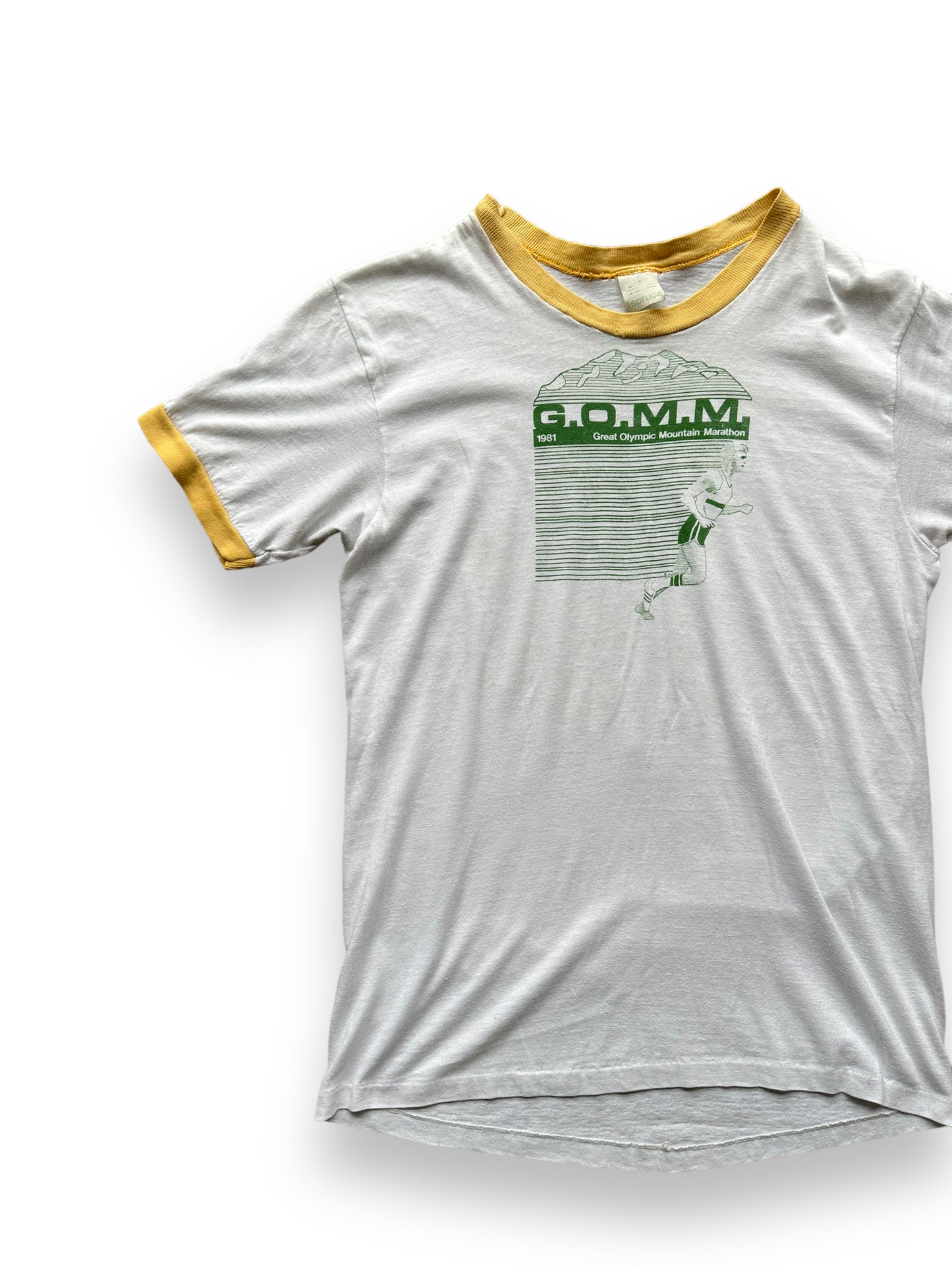 Front right on Vintage 1981 Marathon Ringer Tee SZ L | Vintage Ringer Tee Seattle | Barn Owl Vintage