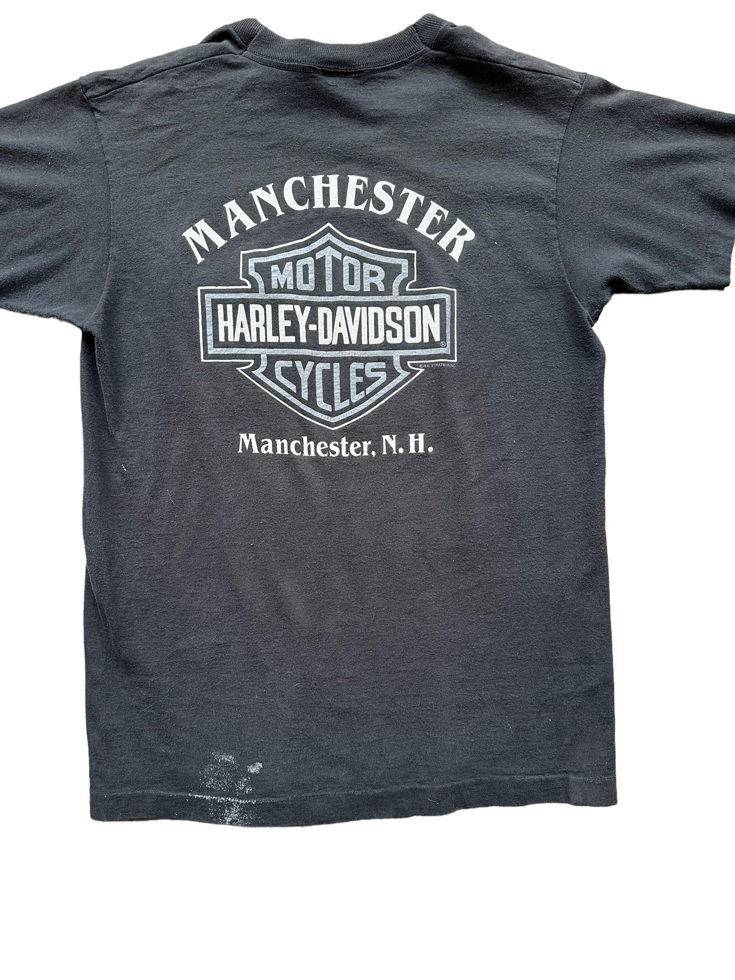 Back close up of Vintage Harley Davidson Get a Grip Pocket Tee SZ M | Vintage Harley Tee | Barn Owl Vintage Seattle