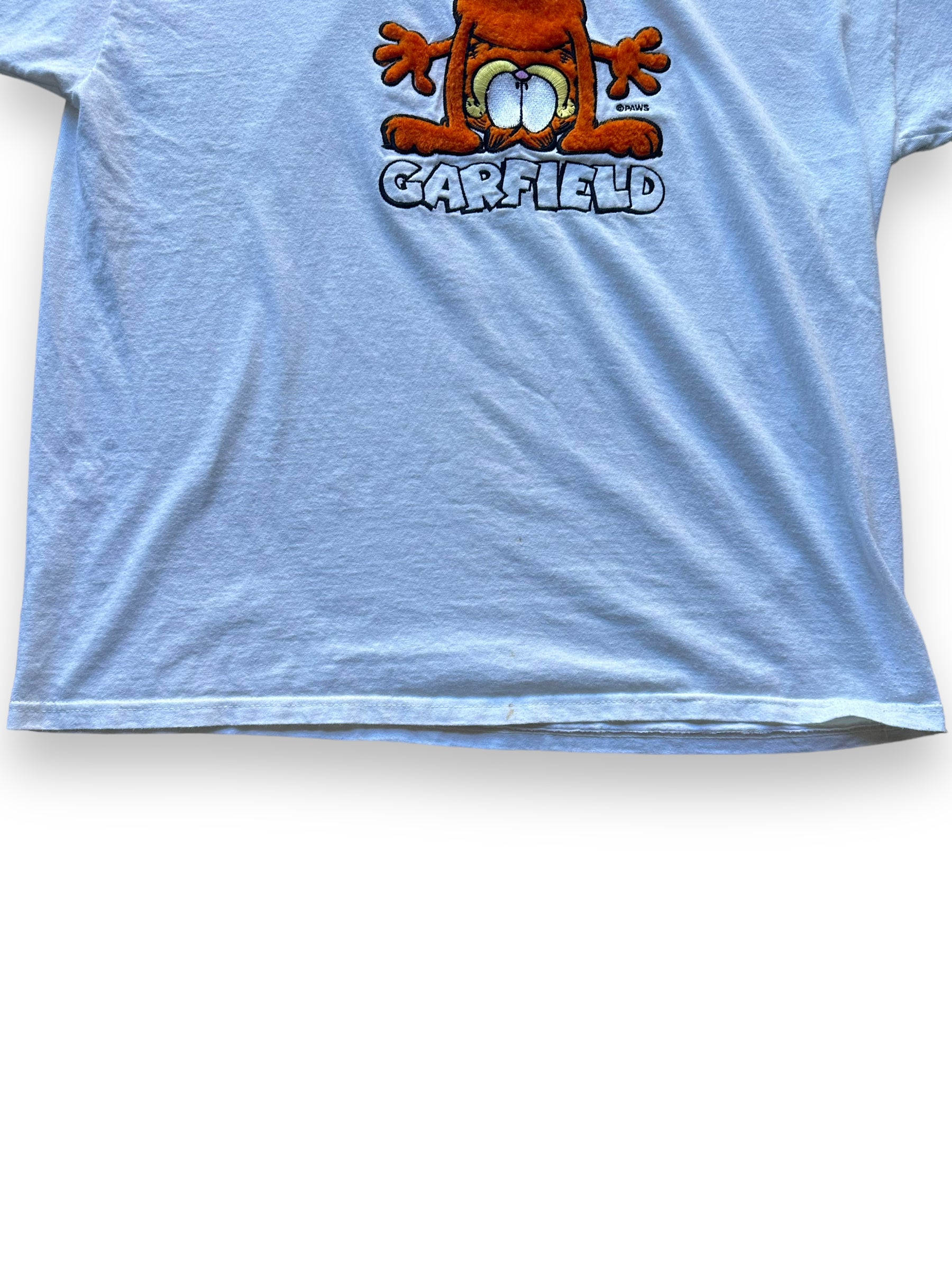 Bottom of Vintage Garfield Fuzzy Print Tee SZ XL |  Vintage Cat Tee Seattle | Barn Owl Vintage