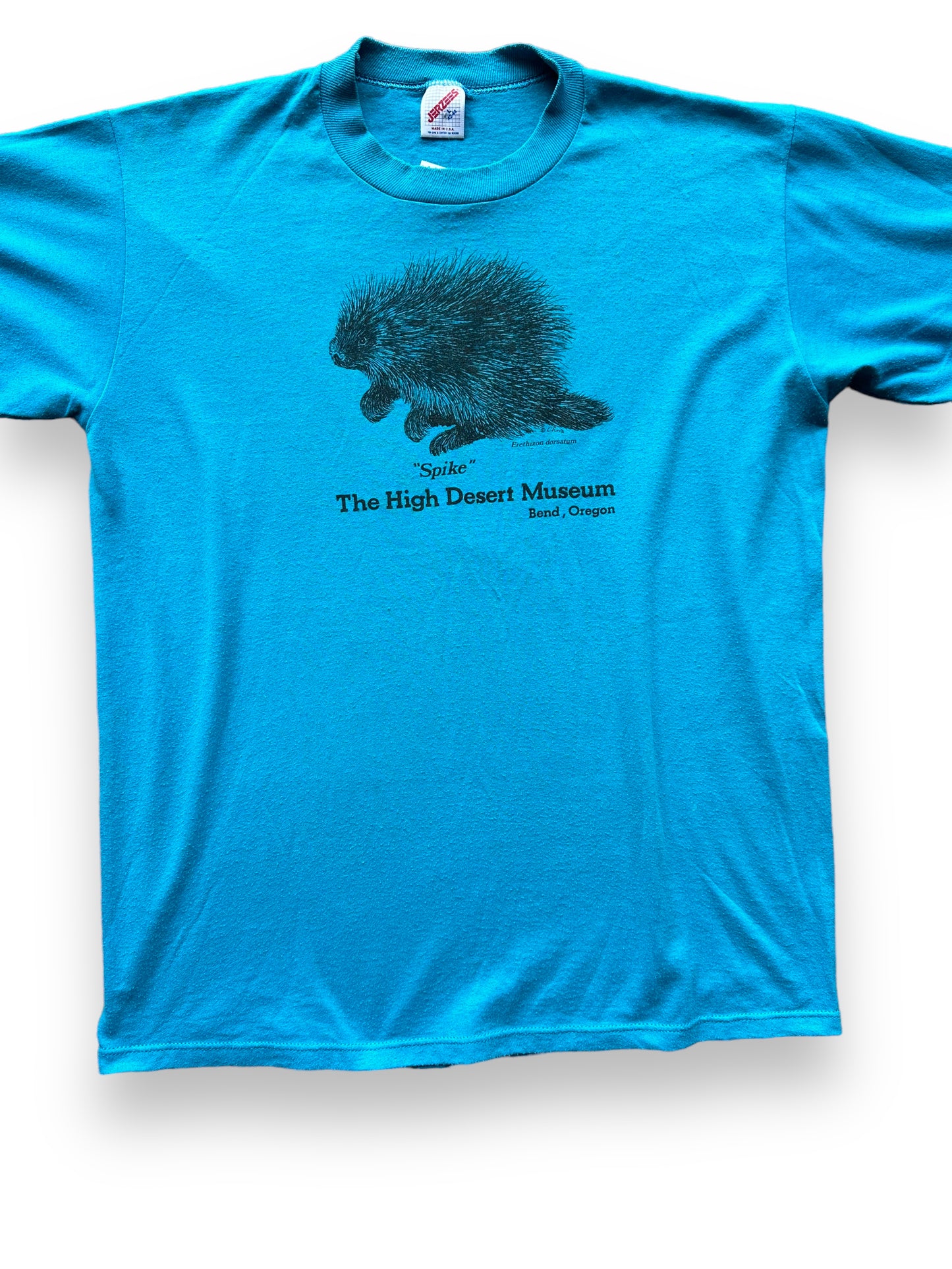 Front Detail on Vintage Bend High Desert Museum Porcupine Tee SZ L | Vintage Single Stitch T-Shirts Seattle | Barn Owl Vintage Tees Seattle