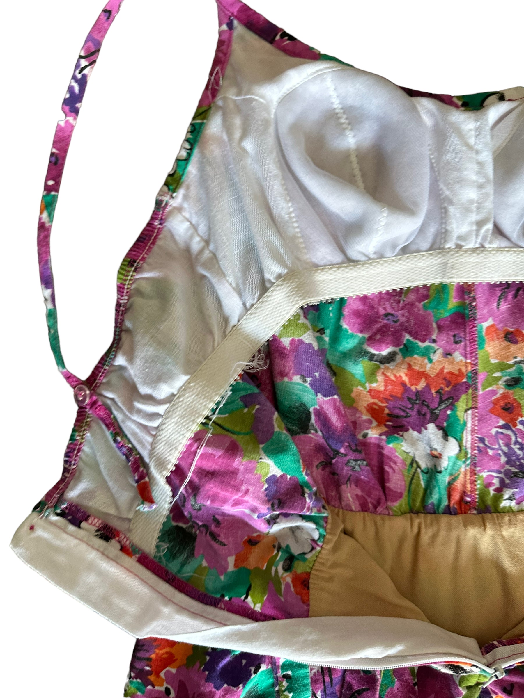 Left side open back view of Vintage 1980s Catalina Floral Swimsuit | Seattle Vintage Swimwear | Barn Owl True Vintage