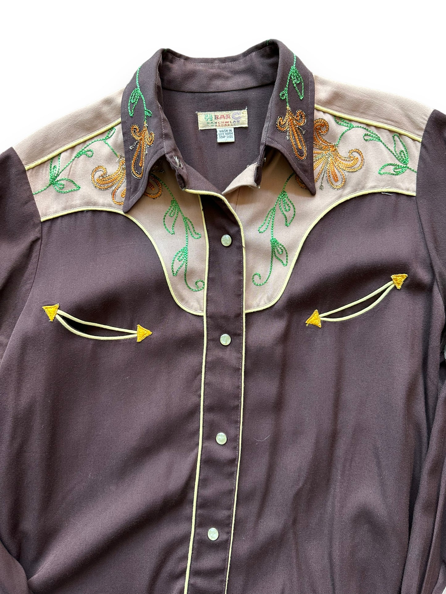 Front close up of Vintage H-Bar-C Ladies Two Piece Western Set | Vintage Chainstitch Gabardine Seattle | Barn Owl Vintage Seattle