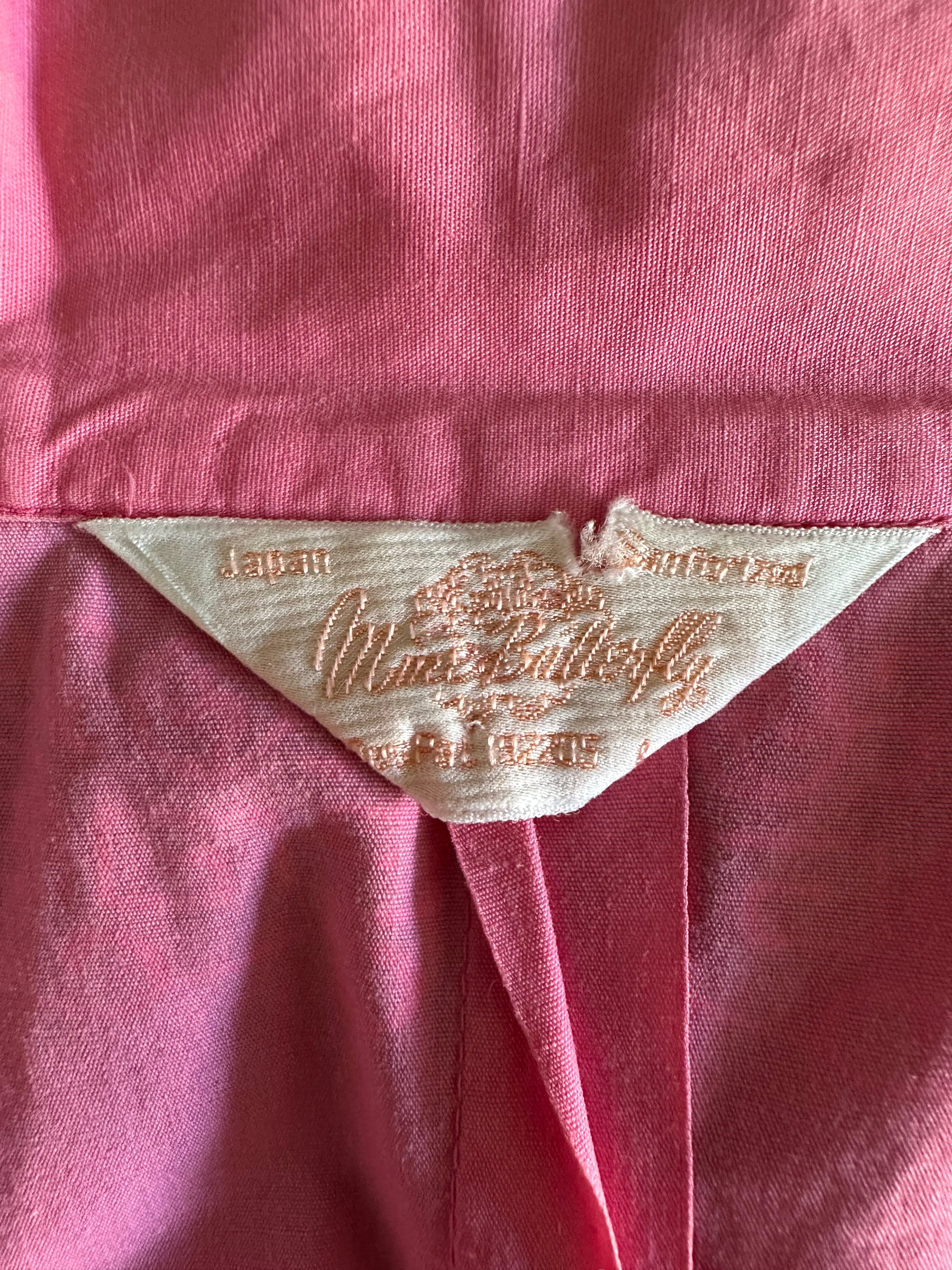 Tag view of Vintage 1960s Madame Butterfly Top With Madarin Collar | Seatttle Vintage Ladies Wear | Barn Owl Vintage
