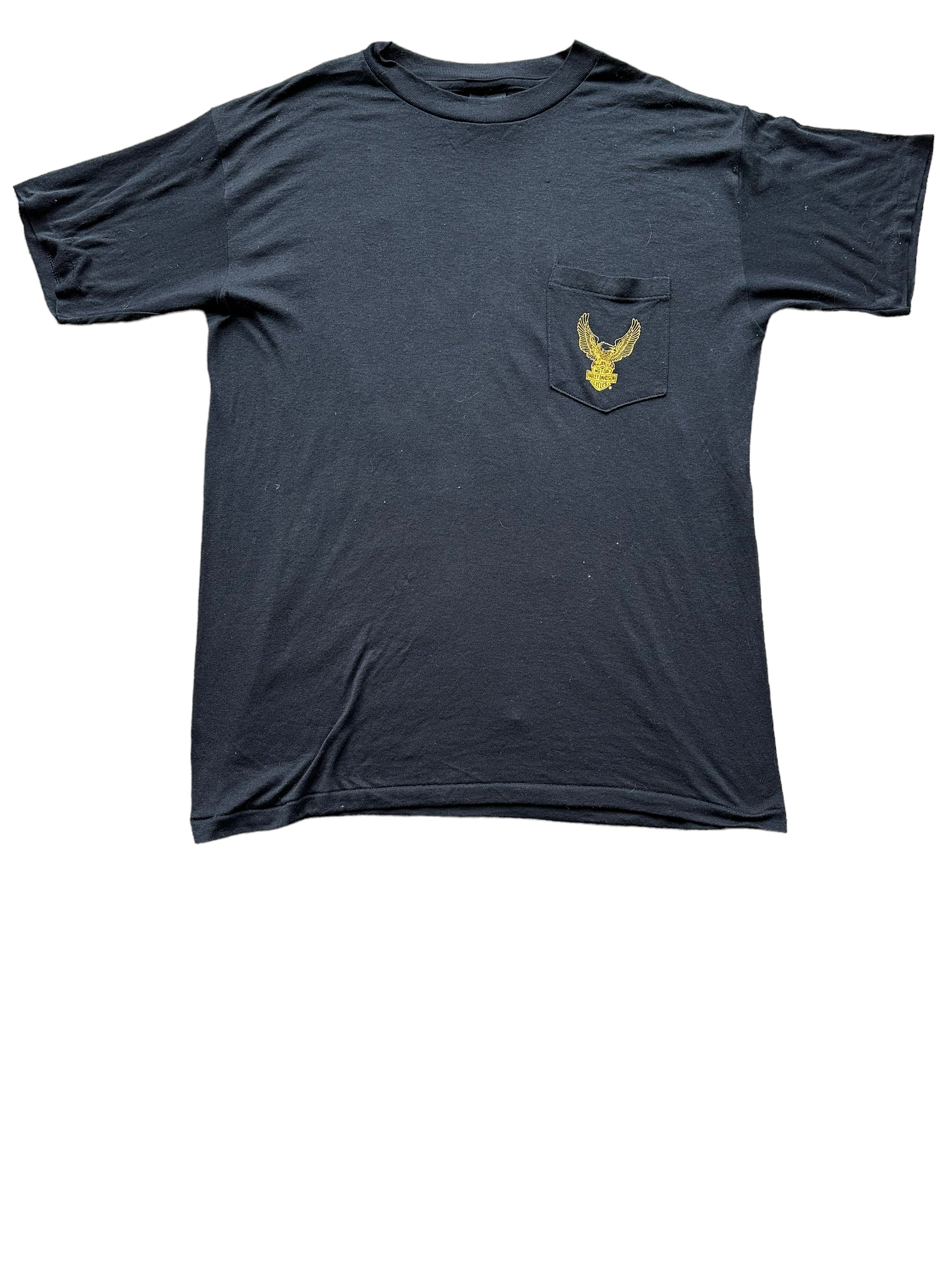 Front of Vintage Billerica Harley Davidson 3D Emblem Pocket Tee SZ L | Vintage Harley Tee | Barn Owl Vintage Seattle