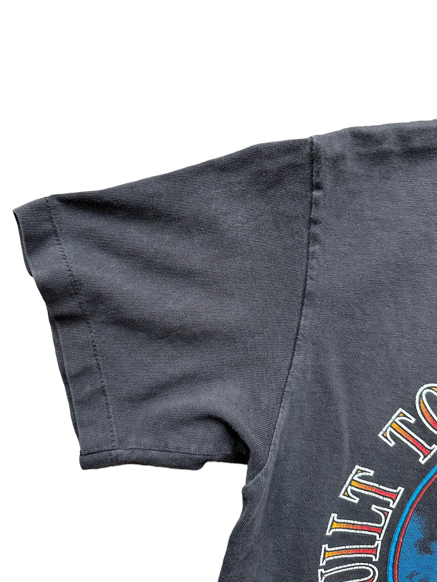 Right sleeve of Vintage 1993 "Built to Handle Anything" West LA Harley Davidson Tee SZ S | Vintage Harley Tee | Barn Owl Vintage Seattle