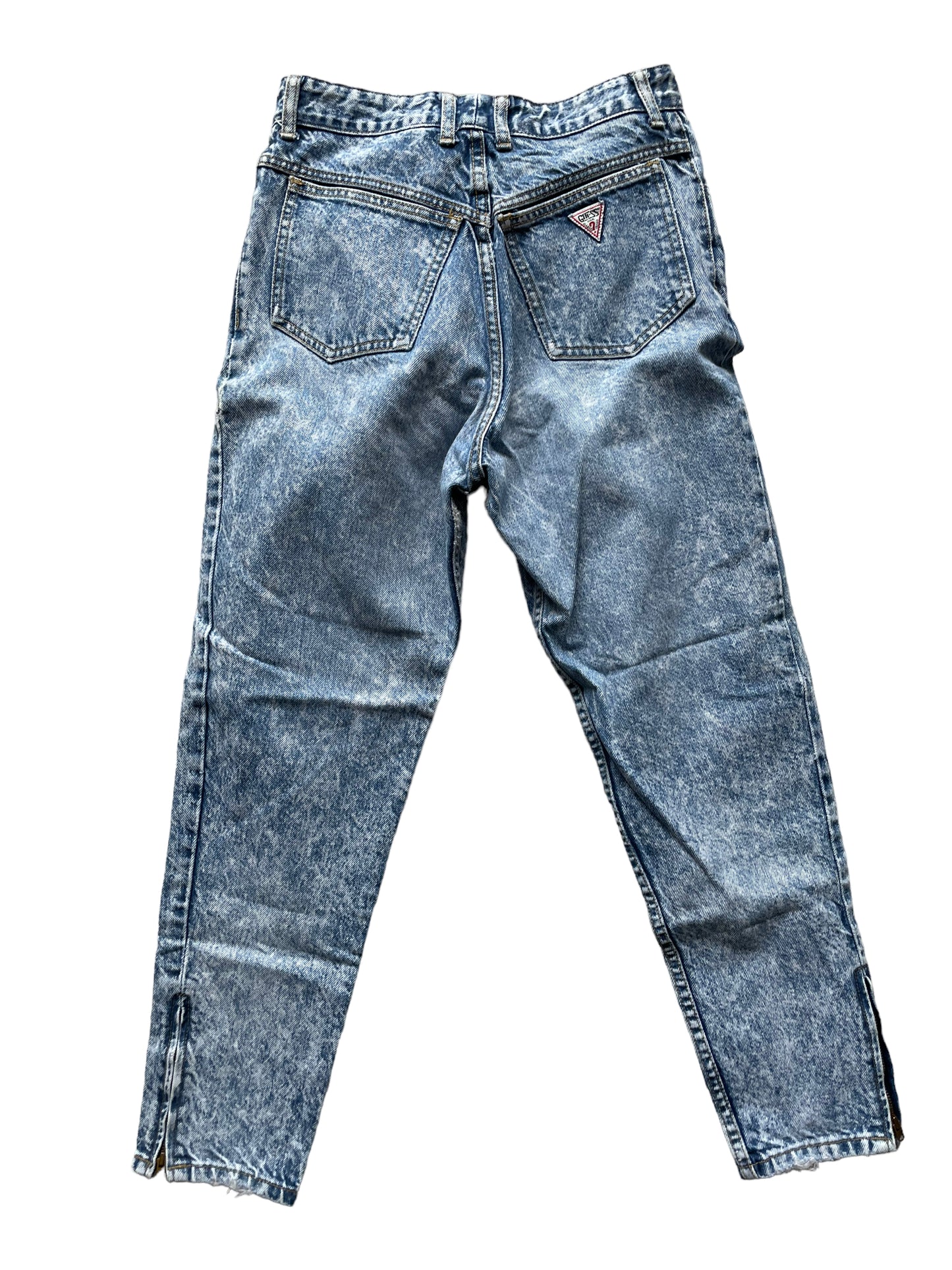 Full back view of Vintage 80s Ankle Zip Acid Wash Guess Jeans