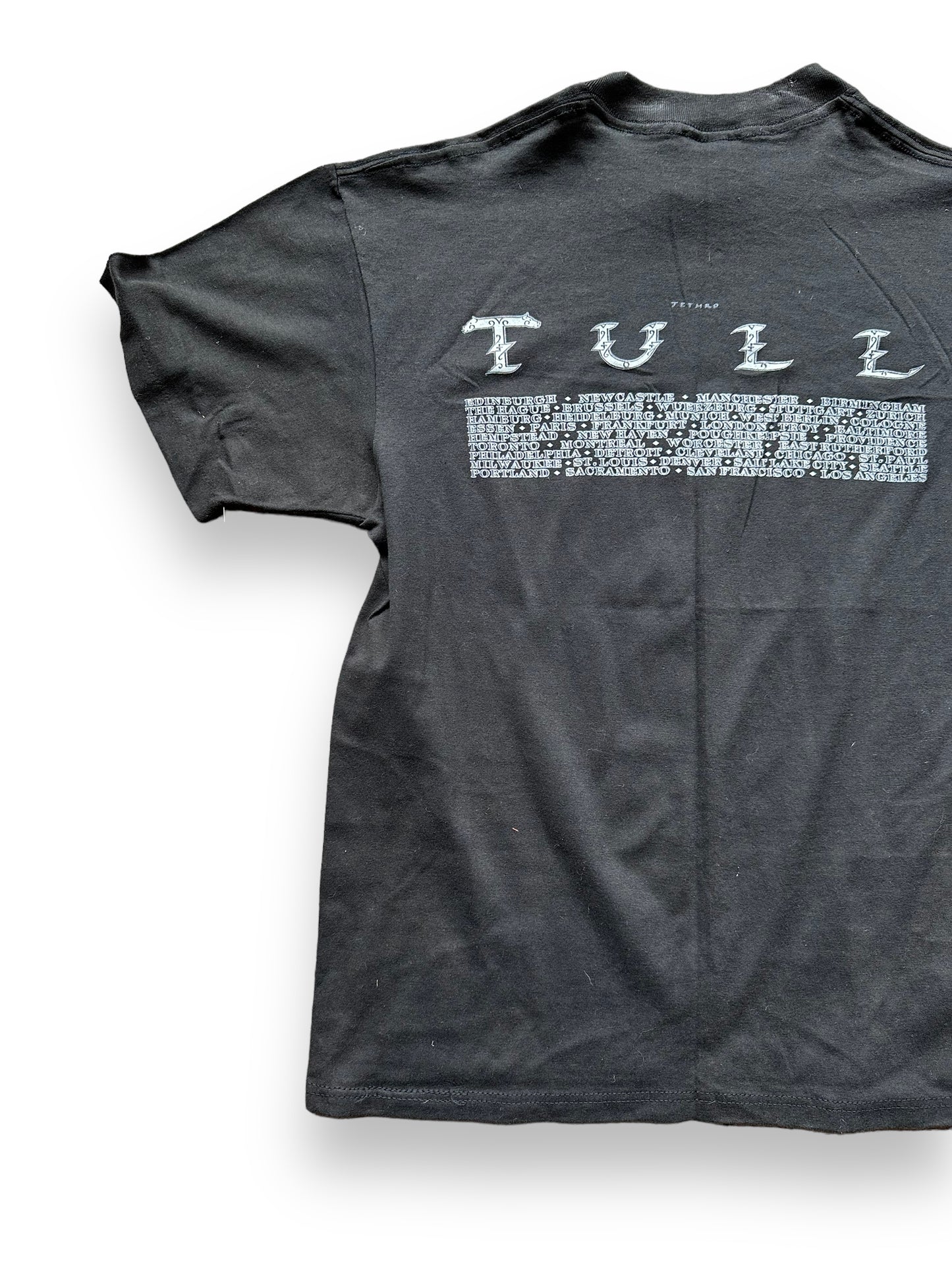 Rear Left View of Vintage Jethro Tull 1987 Tour Tee Tee SZ L | Vintage Single Stitch Rock Tee Seattle | Barn Owl Vintage