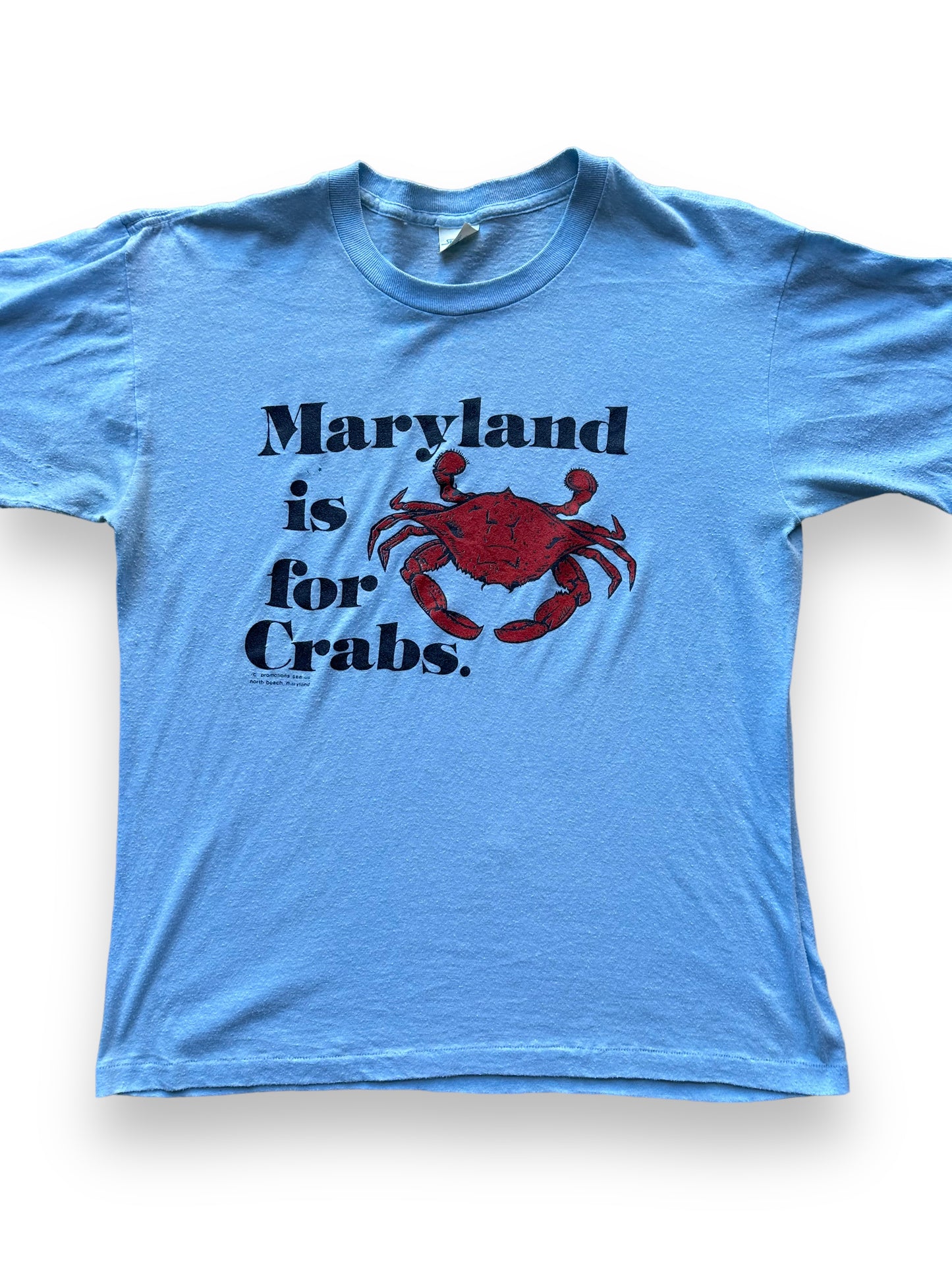 Front close up of Vintage "Maryland is for Crabs" Tee SZ L | Vintage Fishing Tee Seattle | Barn Owl Vintage