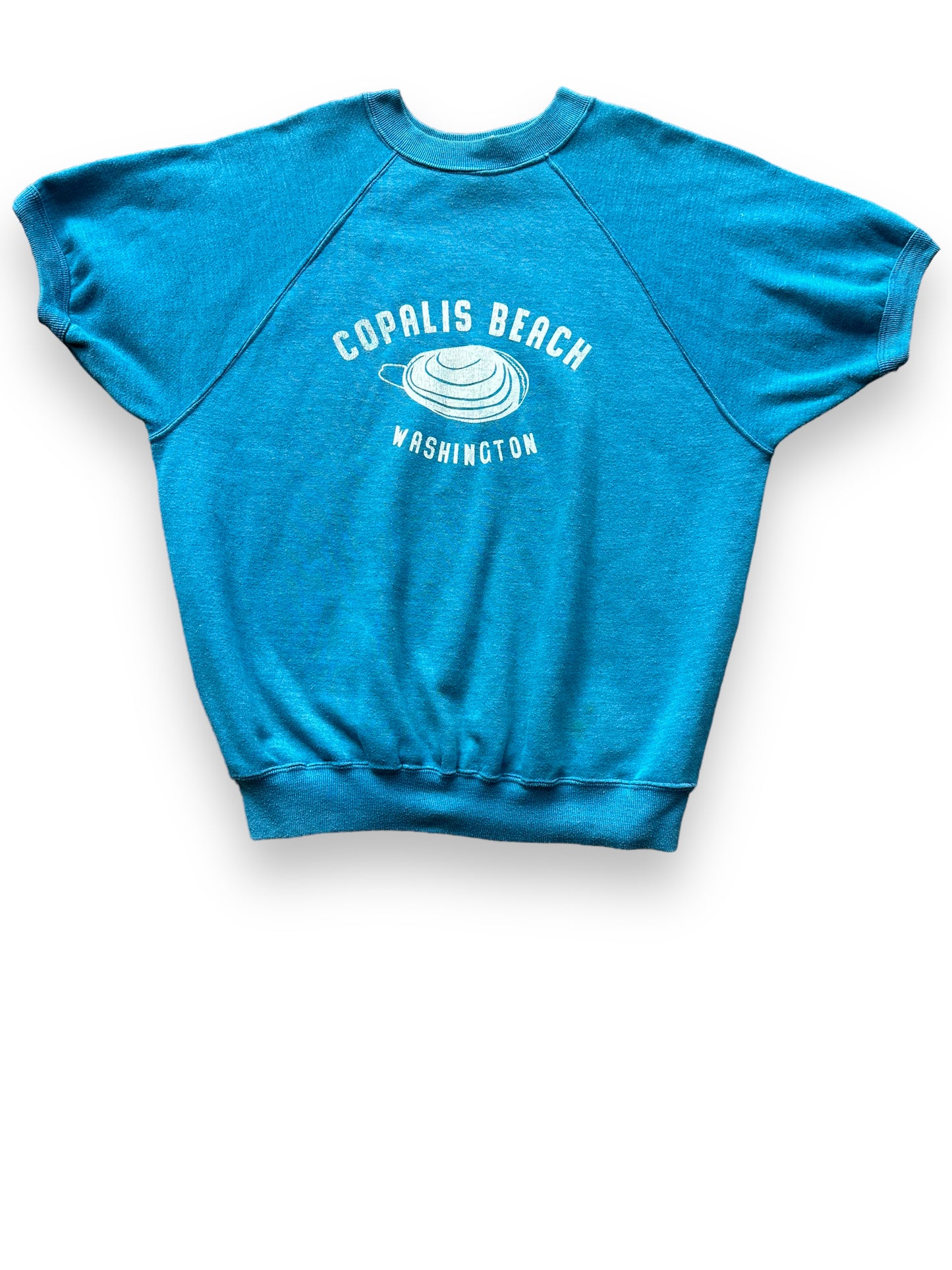 Front View of Vintage Copalis Beach Clam Short Sleeve Crewneck Sweatshirt SZ L | Barn Owl Vintage | Seattle True Vintage Sweatshirts