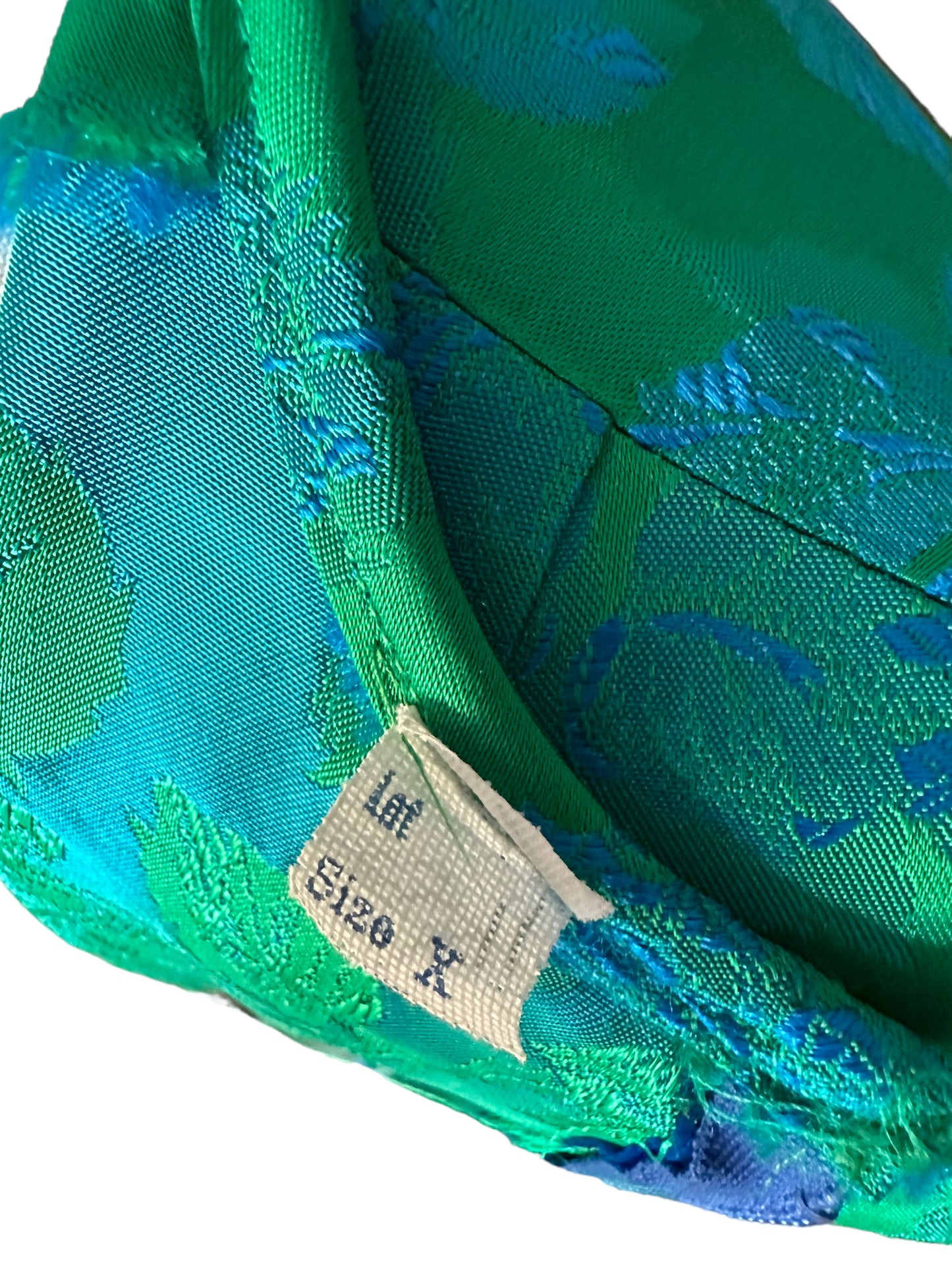 Tag view of Vintage 1950s Blue/Green Brocade Dress | Barn Owl Vintage Seattle | True Vintage Dresses