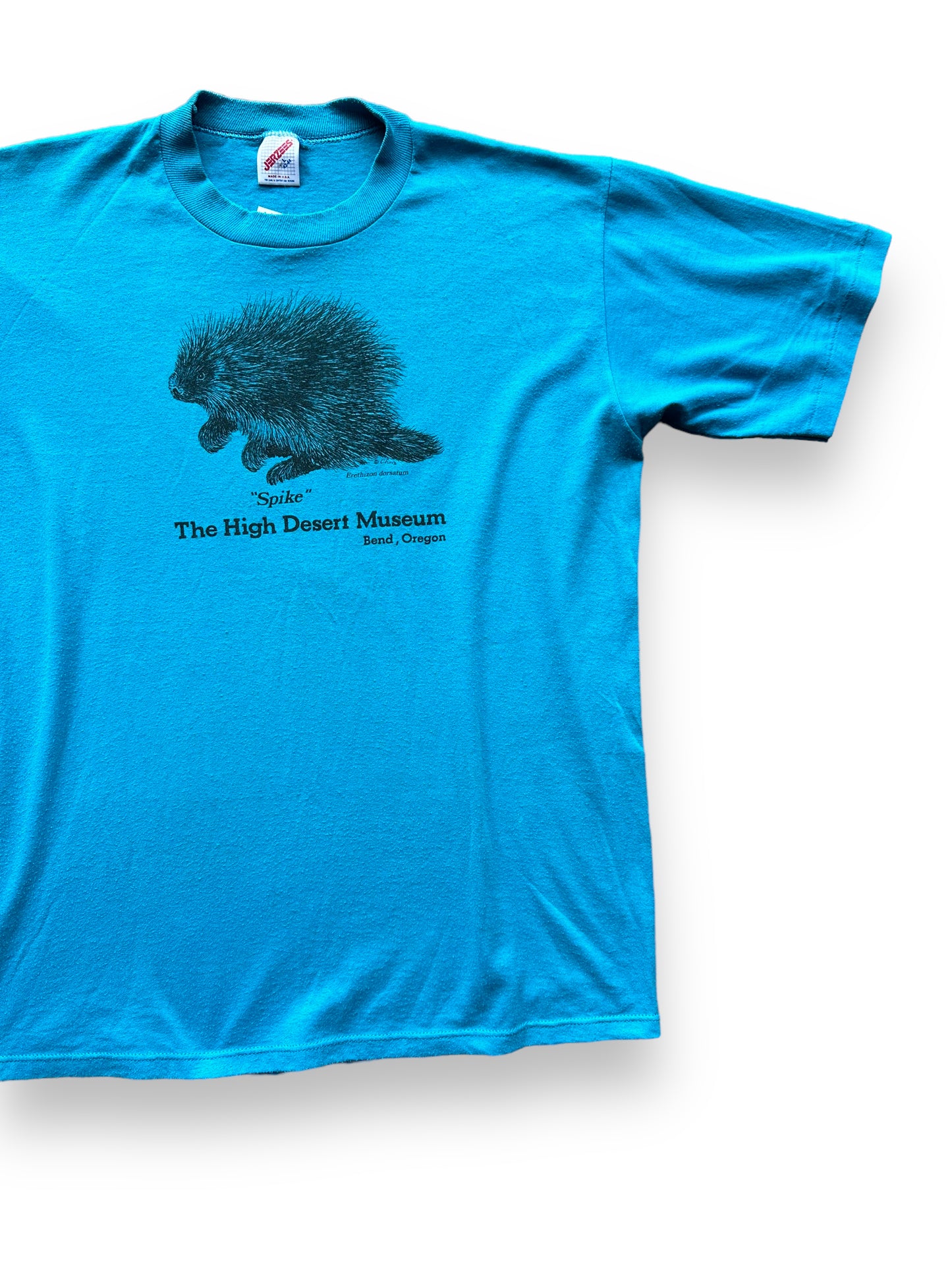 Front Left View of Vintage Bend High Desert Museum Porcupine Tee SZ L | Vintage Single Stitch T-Shirts Seattle | Barn Owl Vintage Tees Seattle