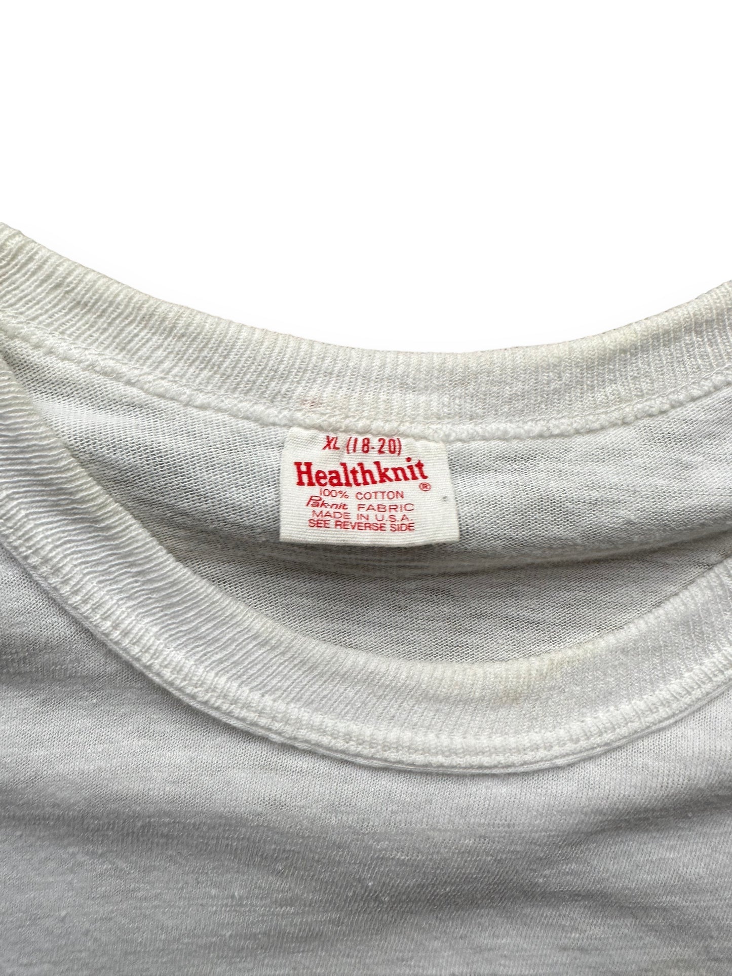 Tag View of Vintage Healthknit King Salmon Alaska Tee SZ S | Vintage T-Shirts Seattle | Barn Owl Vintage Tees Seattle
