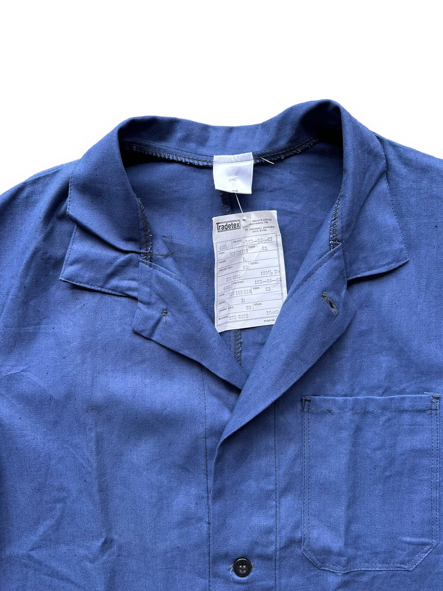 Upper Front View of Vintage New Old Stock European Workwear Jacket SZ L | Vintage European Workwear Seattle | Barn Owl Vintage Goods Seattle