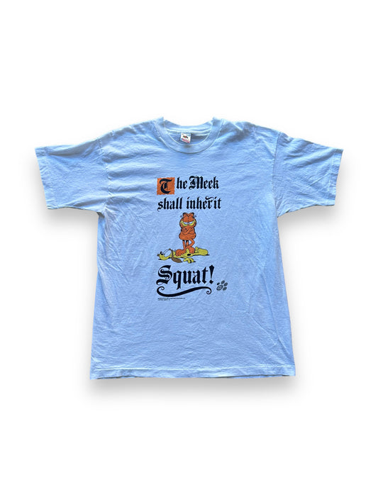 Front of Vintage Garfield "The Meek Shall Inherit Squat" Tee SZ XL |  Vintage Cat Tee Seattle | Barn Owl Vintage