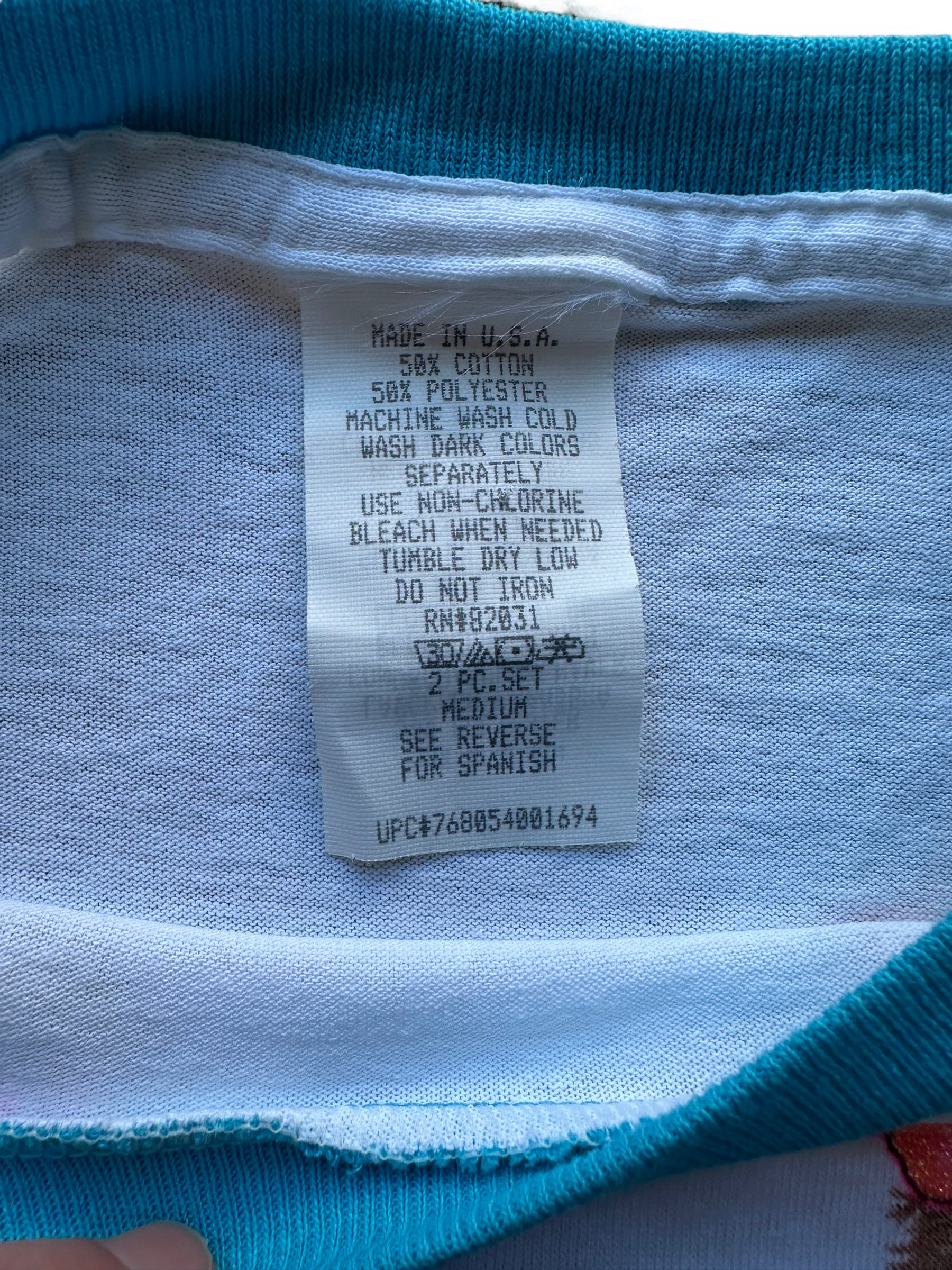 Tag of Vintage Blue Glitter Cat Ringer Tee SZ M |  Vintage Cat Tee Seattle | Barn Owl Vintage