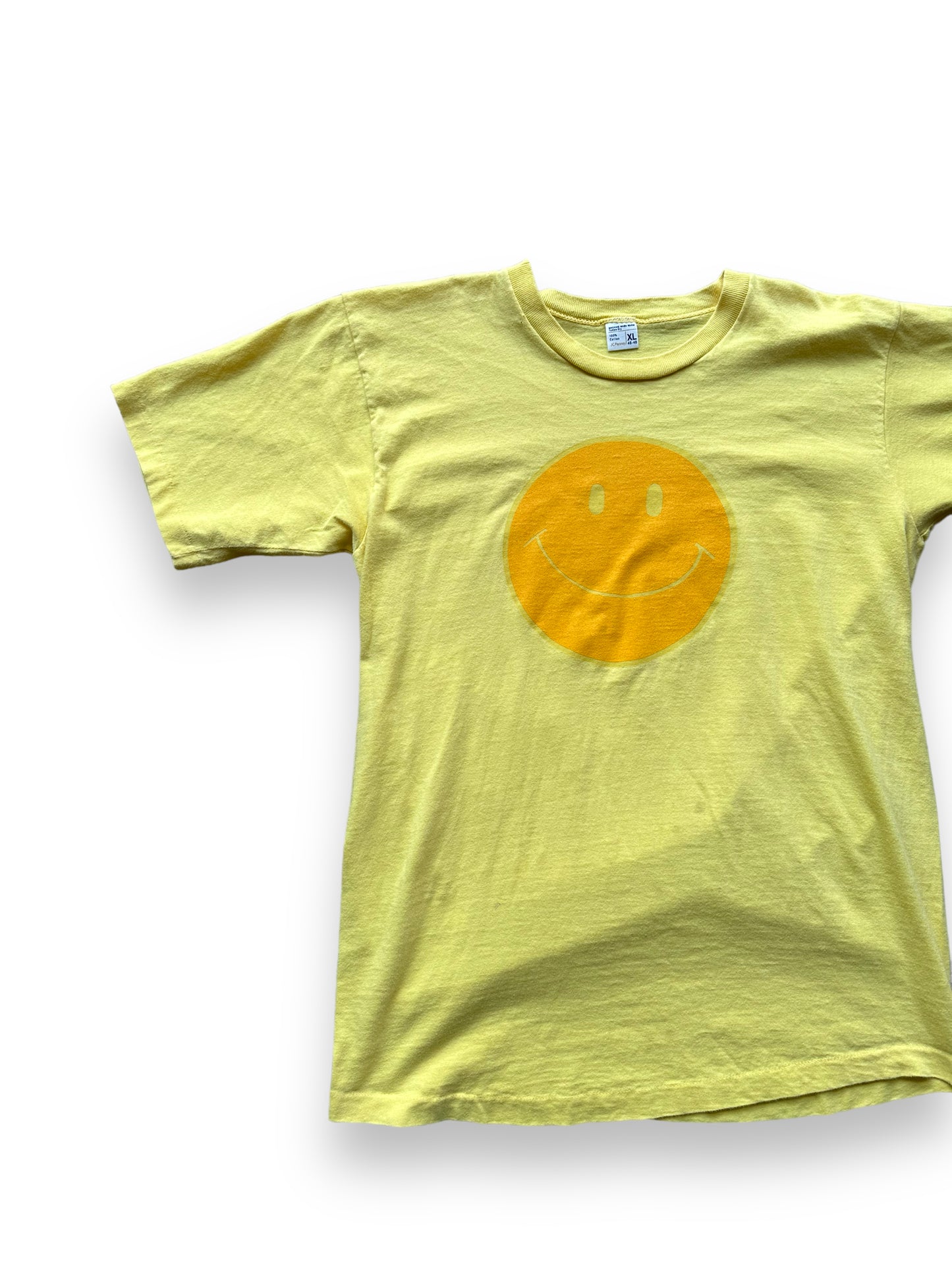 Front right of Vintage 70's Smiley Face Tee SZ XL | Vintage Art Tee Seattle | Barn Owl Vintage