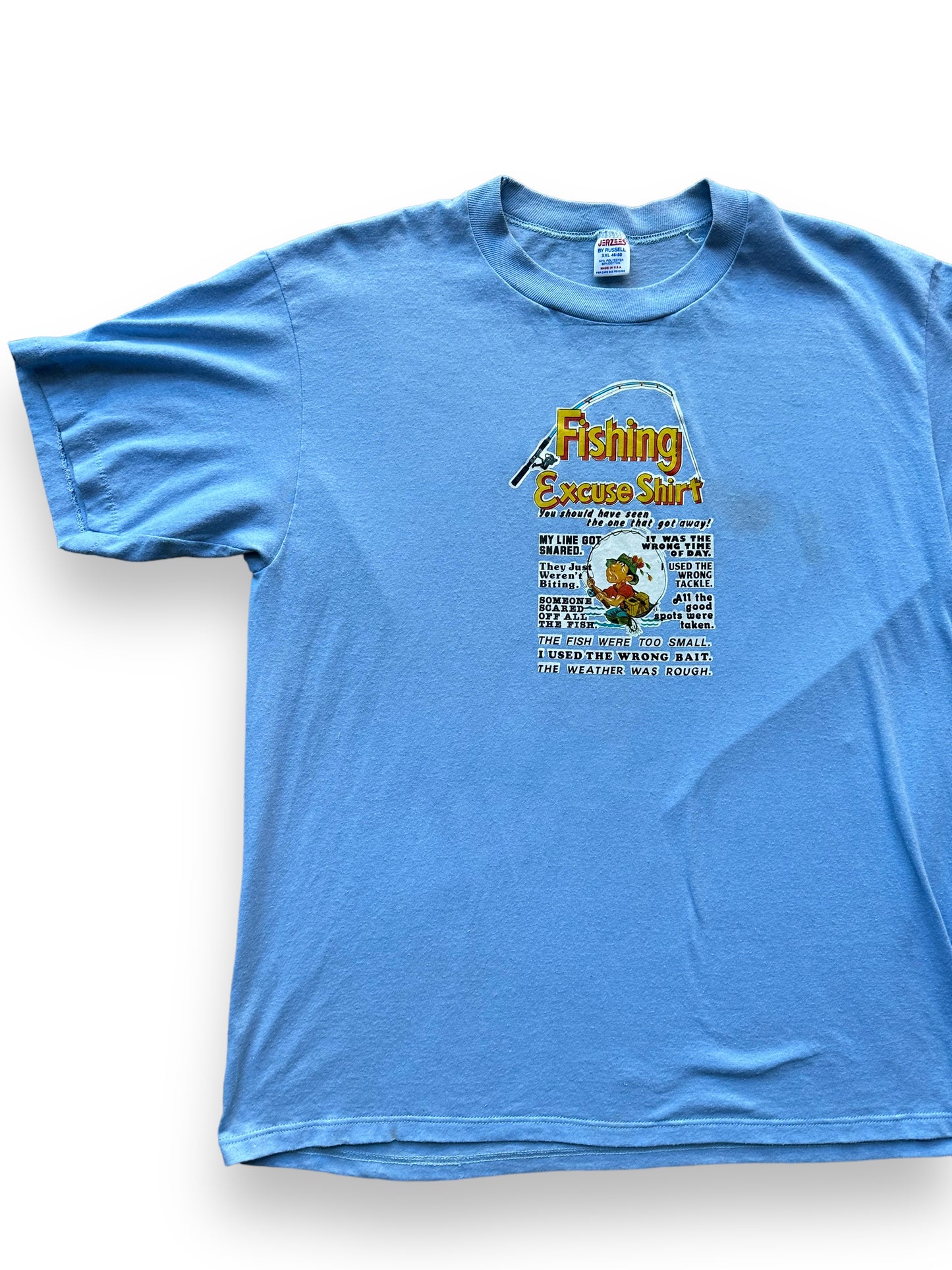 Front right of Vintage "Fishing Excuse Shirt" Tee SZ XXL | Vintage Fishing Tee Seattle | Barn Owl Vintage