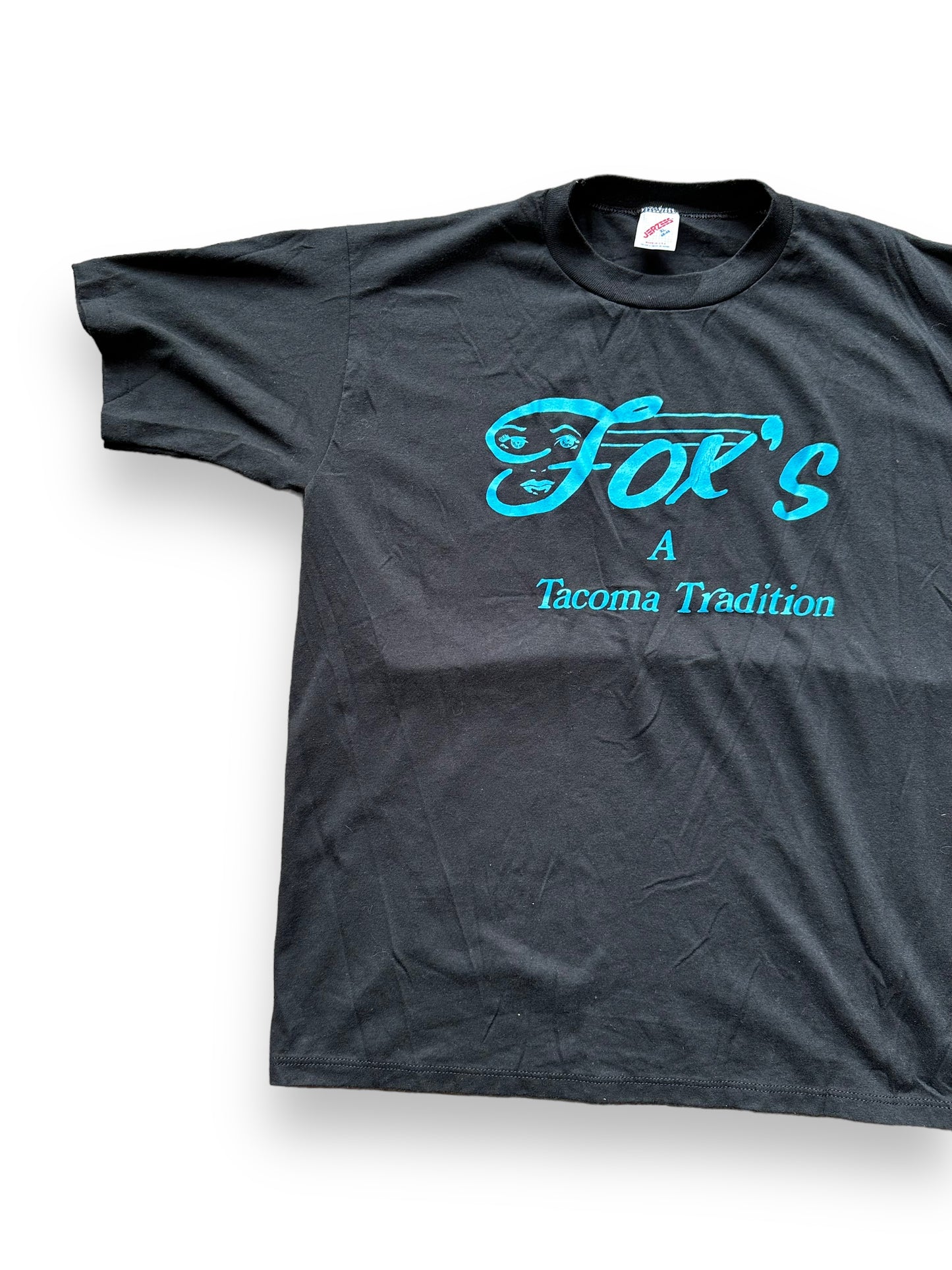 Front right shot of Vintage Fox's Tacoma Tee SZ XL | Vintage Single Stitch T-Shirts Seattle | Barn Owl Vintage Tees Seattle