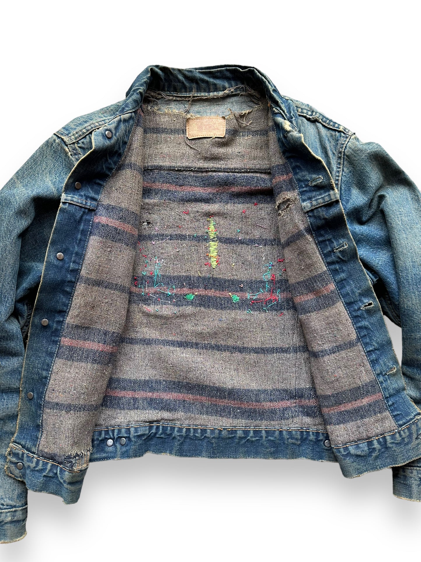 Blanket lining of Levi's Big E Type III Blanket Lined Trucker w/ Butterfly Embroidery SZ 42 | Vintage Denim Workwear Seattle | Seattle Vintage Denim