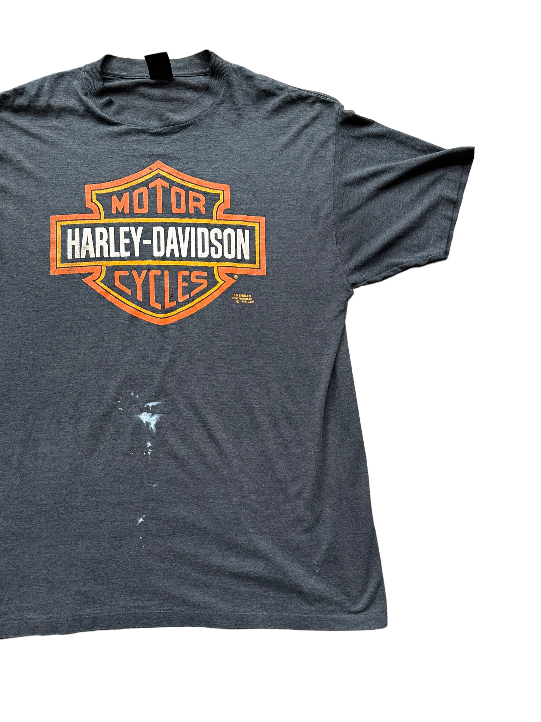 Front left of Vintage 1991 Indianapolis Harley Davidson Tee SZ XXL | Vintage Harley Tee | Barn Owl Vintage Seattle