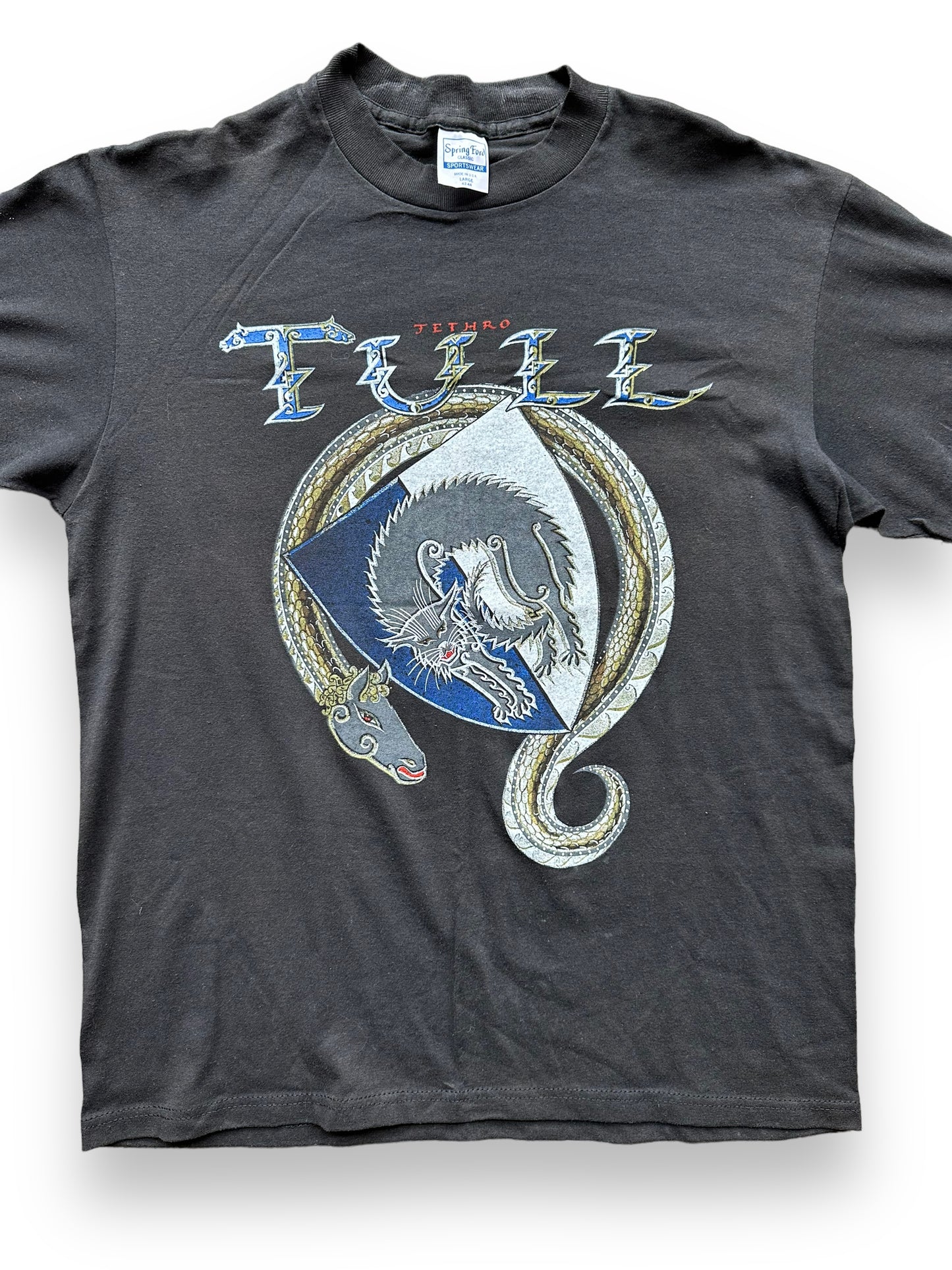 Front Detail on Vintage Jethro Tull 1987 Tour Tee Tee SZ L | Vintage Single Stitch Rock Tee Seattle | Barn Owl Vintage